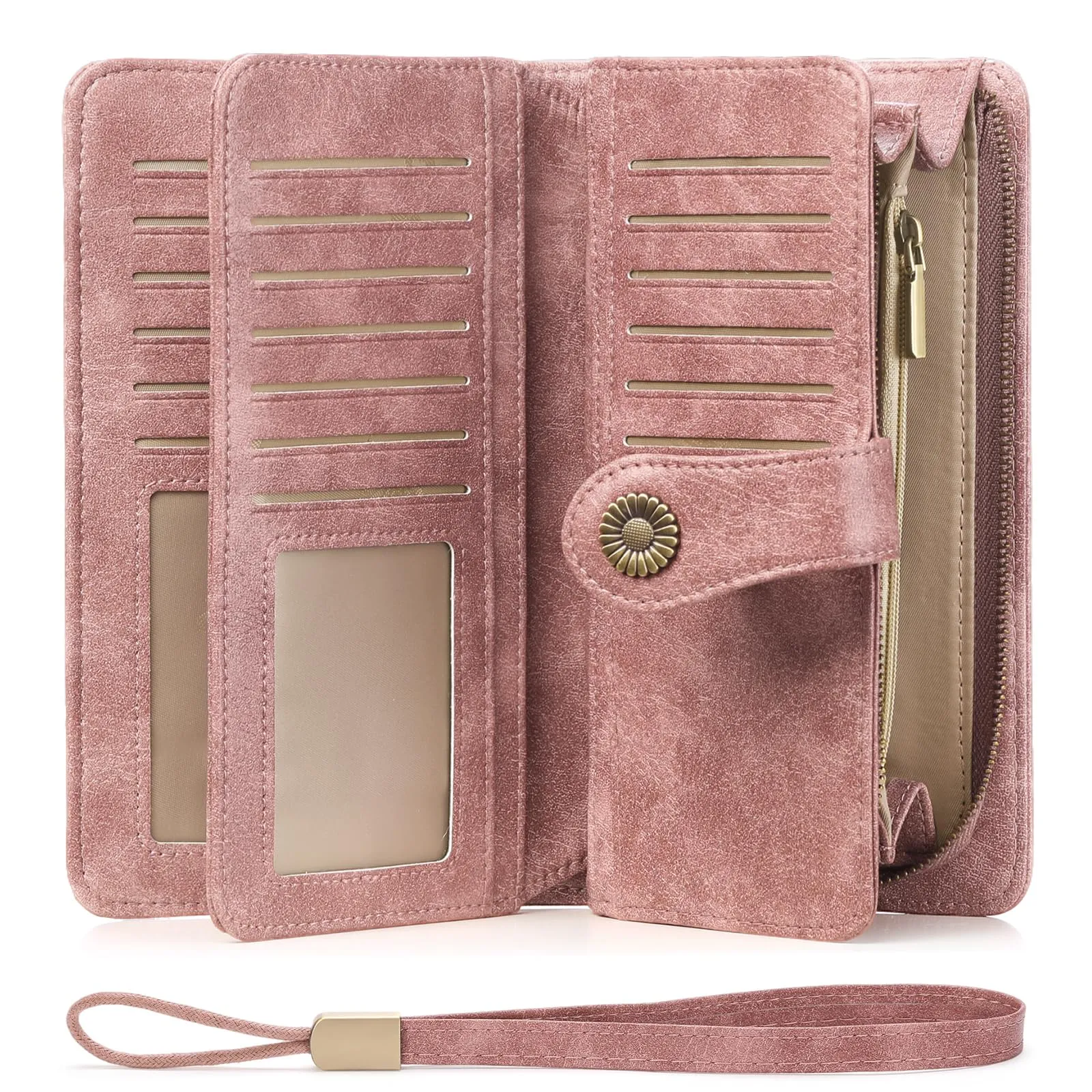 SENDEFN Portafoglio Donna in Vera Pelle con Blocco RFID e 24 Slot per Carte - immagine 1