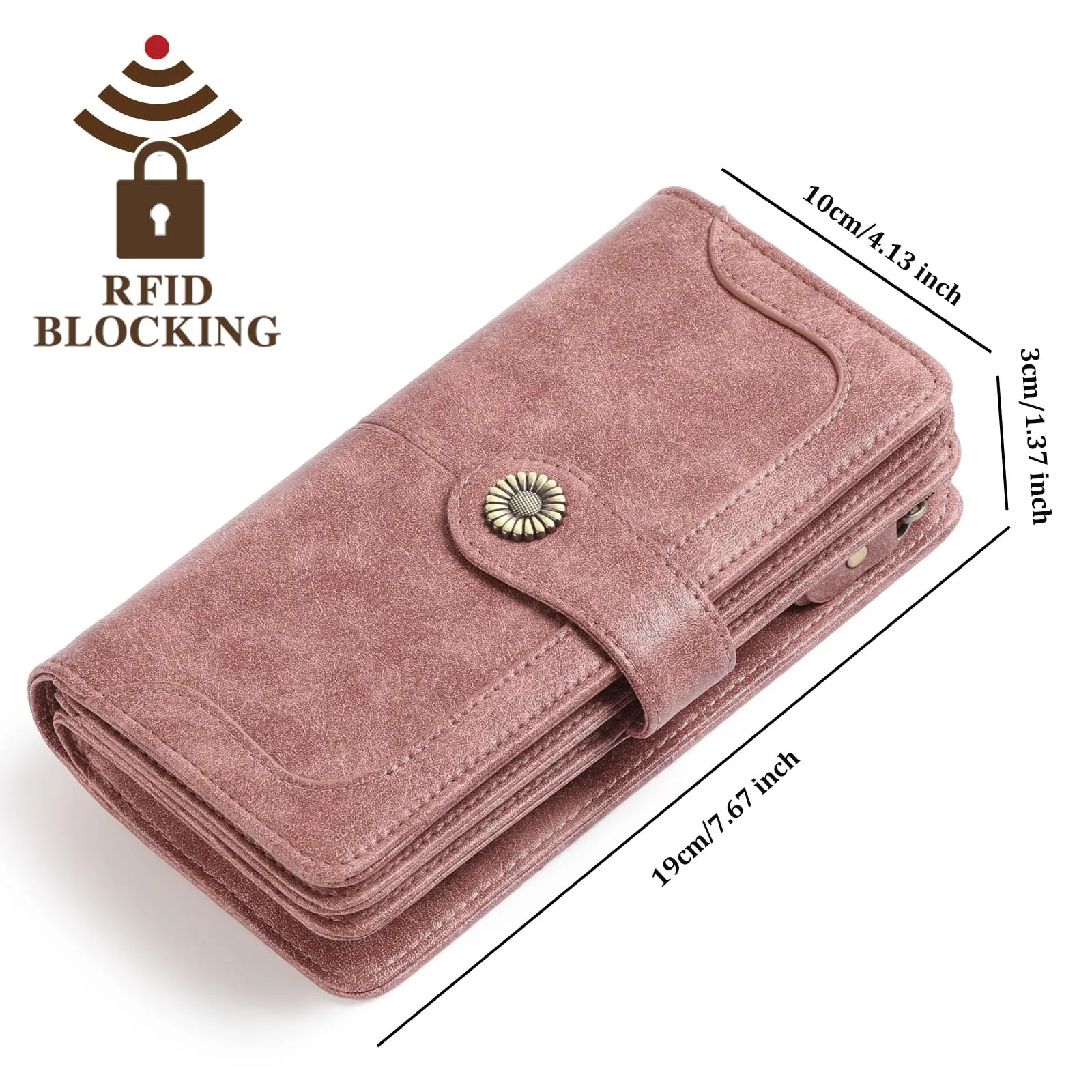 SENDEFN Portafoglio Donna in Vera Pelle con Blocco RFID e 24 Slot per Carte - immagine 3