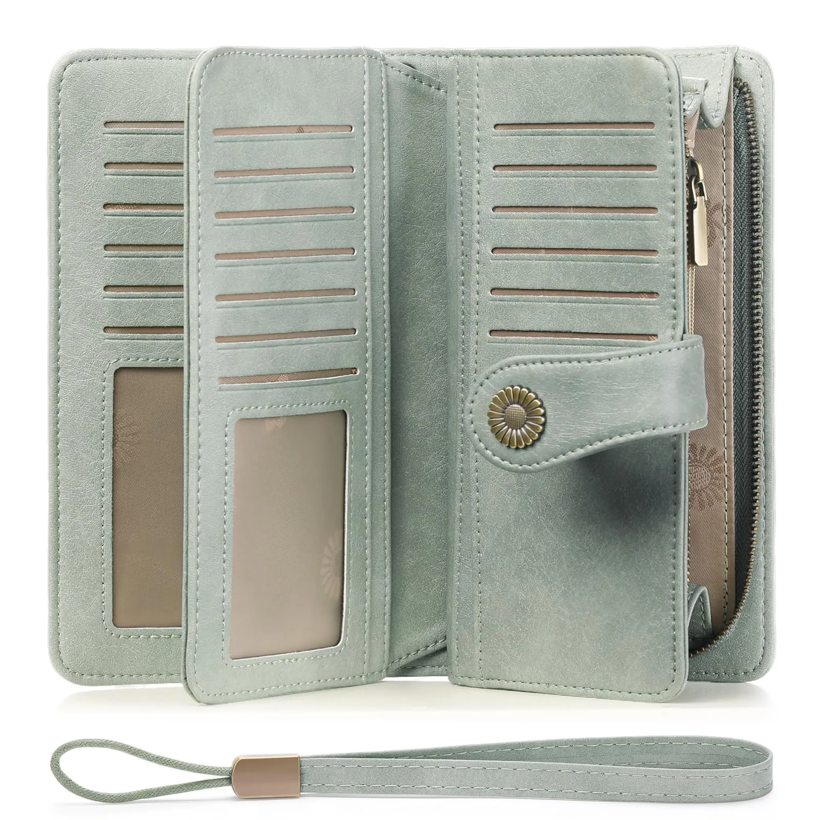 SENDEFN Portafoglio Donna in Pelle con Blocco RFID, Cerniera e 24 Slot per Carte - immagine 1