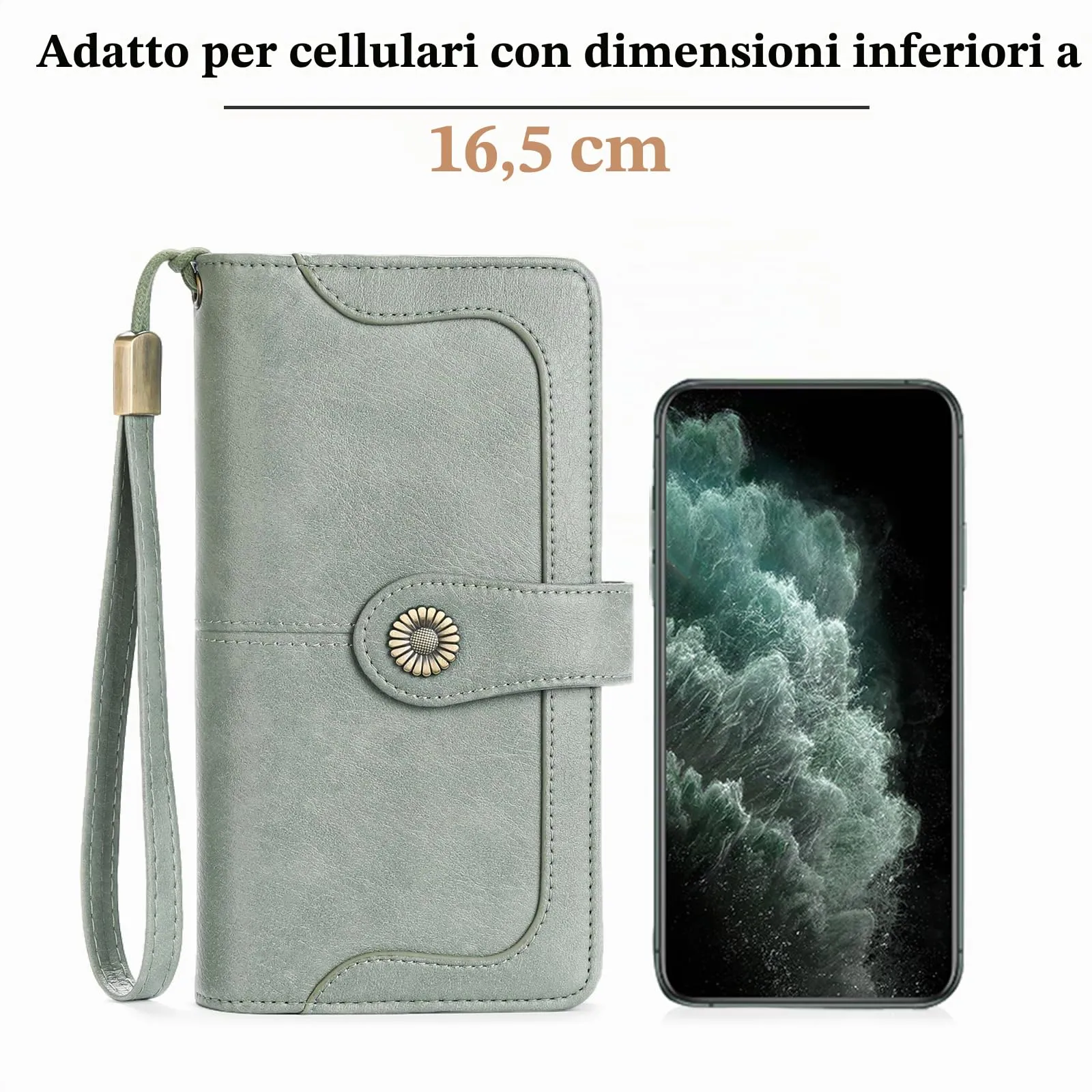 SENDEFN Portafoglio Donna in Pelle con Blocco RFID, Cerniera e 24 Slot per Carte - immagine 4