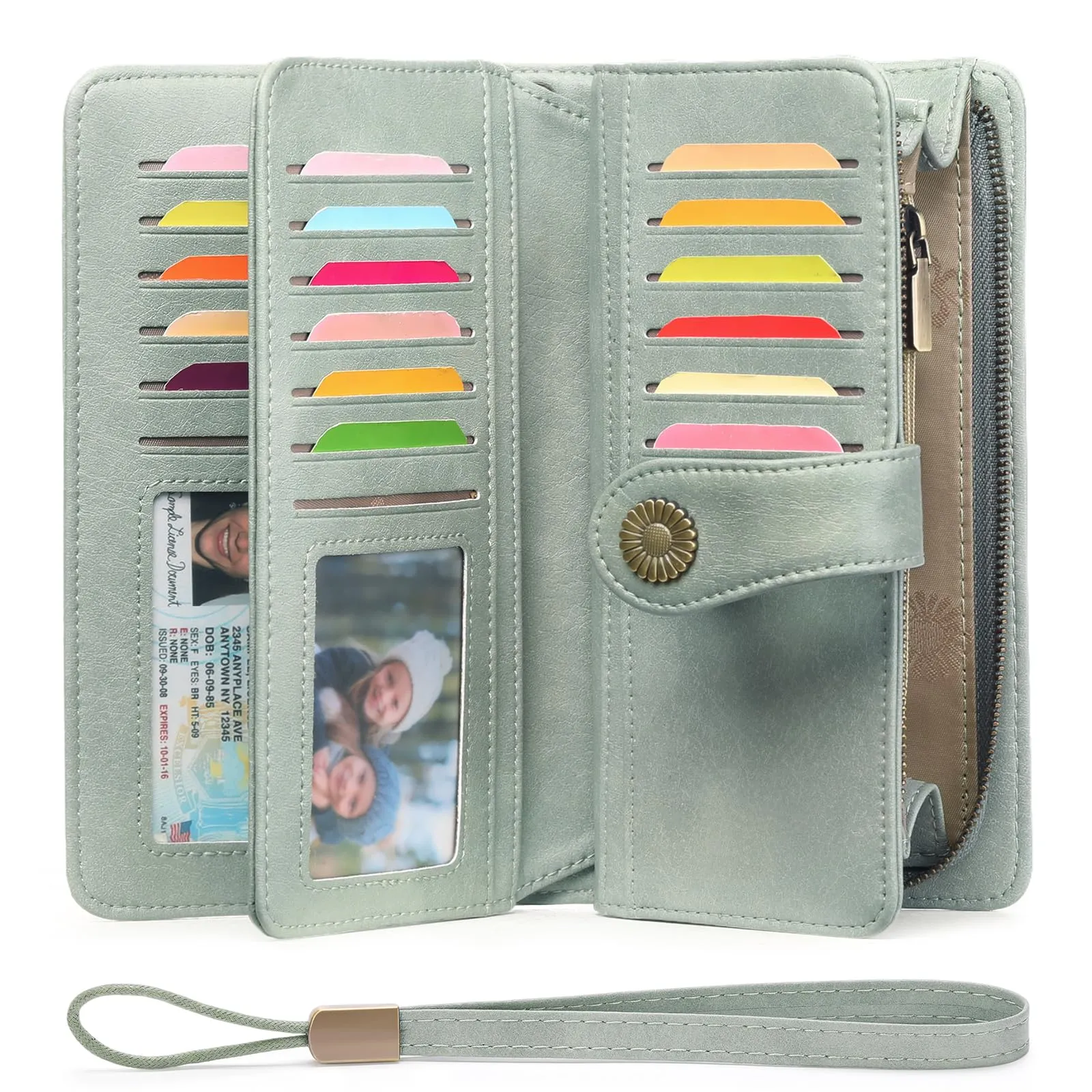 SENDEFN Portafoglio Donna in Pelle con Blocco RFID, Cerniera e 24 Slot per Carte - immagine 5