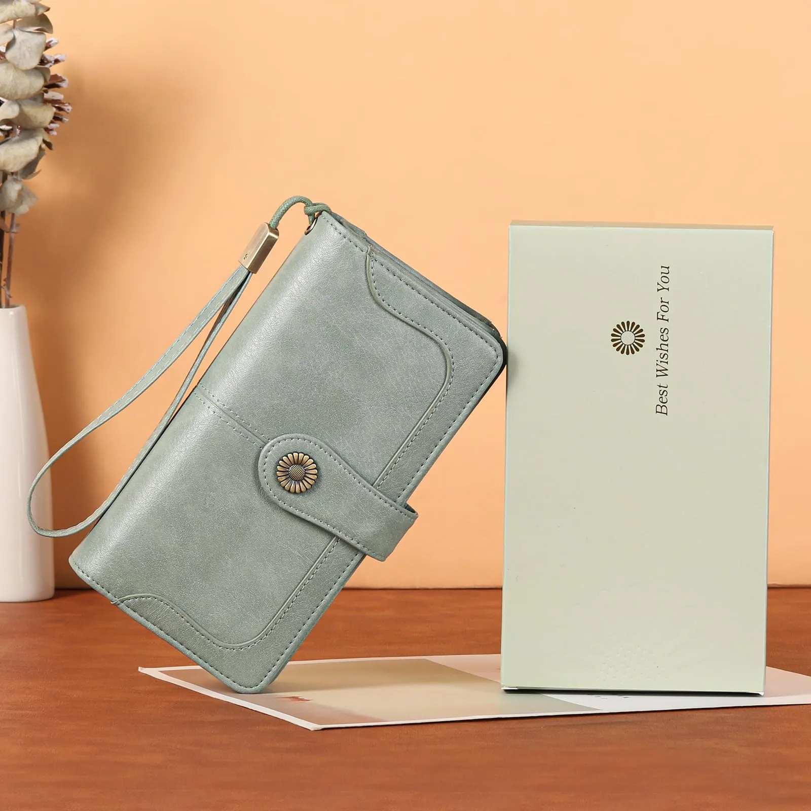 SENDEFN Portafoglio Donna in Pelle con Blocco RFID, Cerniera e 24 Slot per Carte - immagine 6