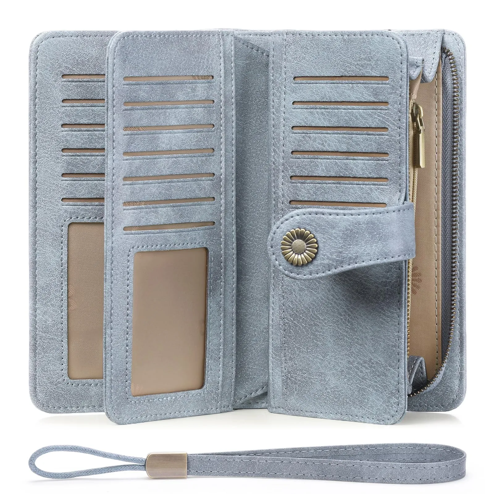 SENDEFN Portafoglio Donna in Pelle con Blocco RFID, Portamonete con Cerniera e 24 Slot per Carte - immagine 1