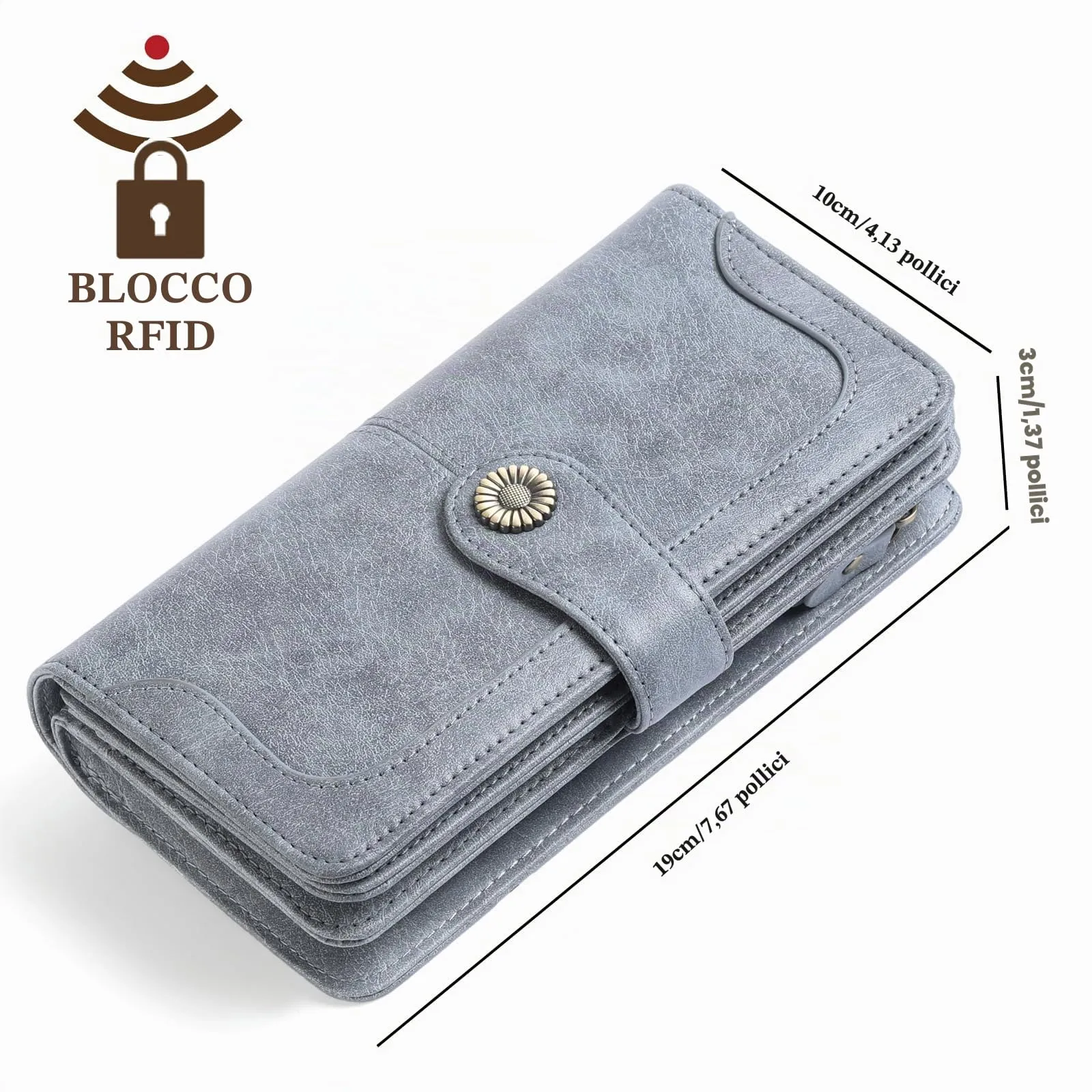 SENDEFN Portafoglio Donna in Pelle con Blocco RFID, Portamonete con Cerniera e 24 Slot per Carte - immagine 3