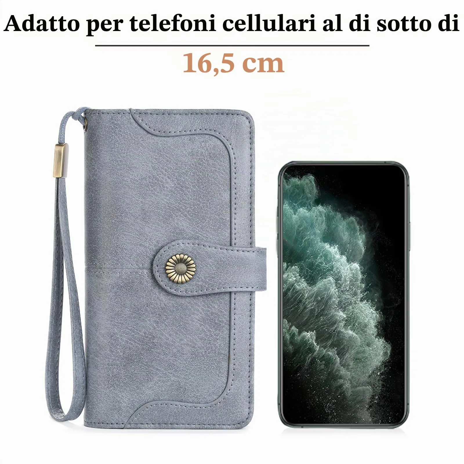 SENDEFN Portafoglio Donna in Pelle con Blocco RFID, Portamonete con Cerniera e 24 Slot per Carte - immagine 4
