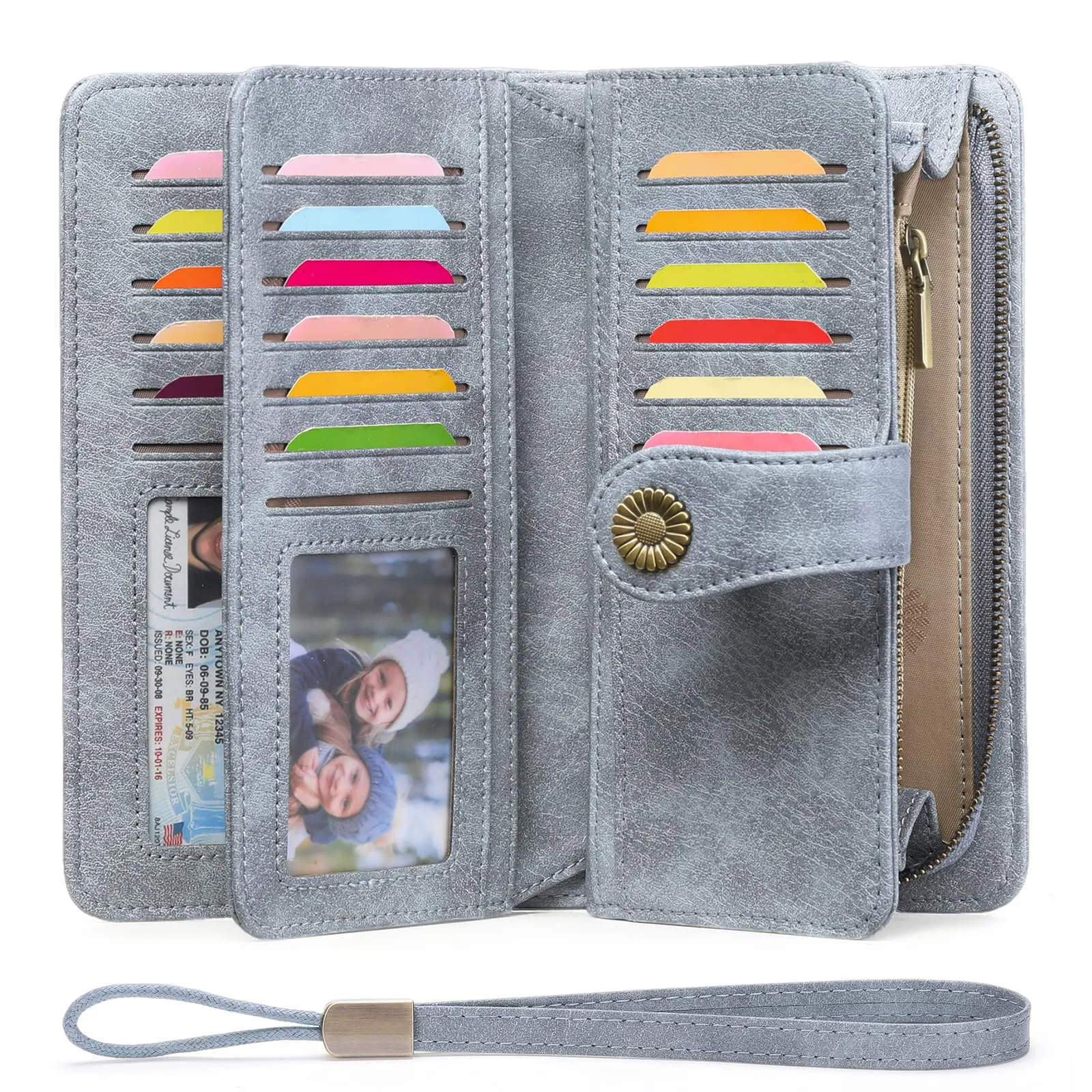 SENDEFN Portafoglio Donna in Pelle con Blocco RFID, Portamonete con Cerniera e 24 Slot per Carte - immagine 5