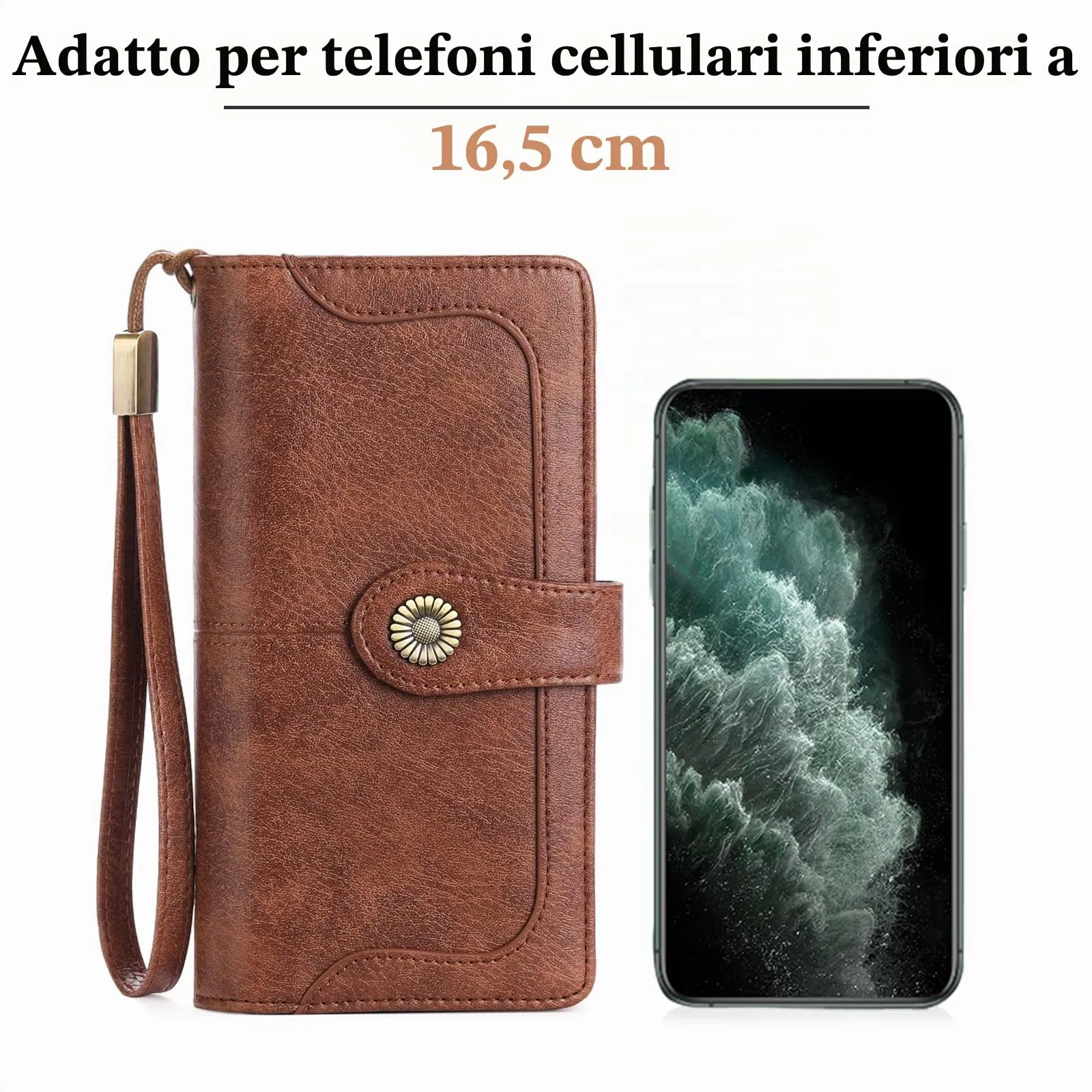 SENDEFN Portafoglio Donna in Pelle con Blocco RFID e Cerniera, 24 Slot per Carte - immagine 3