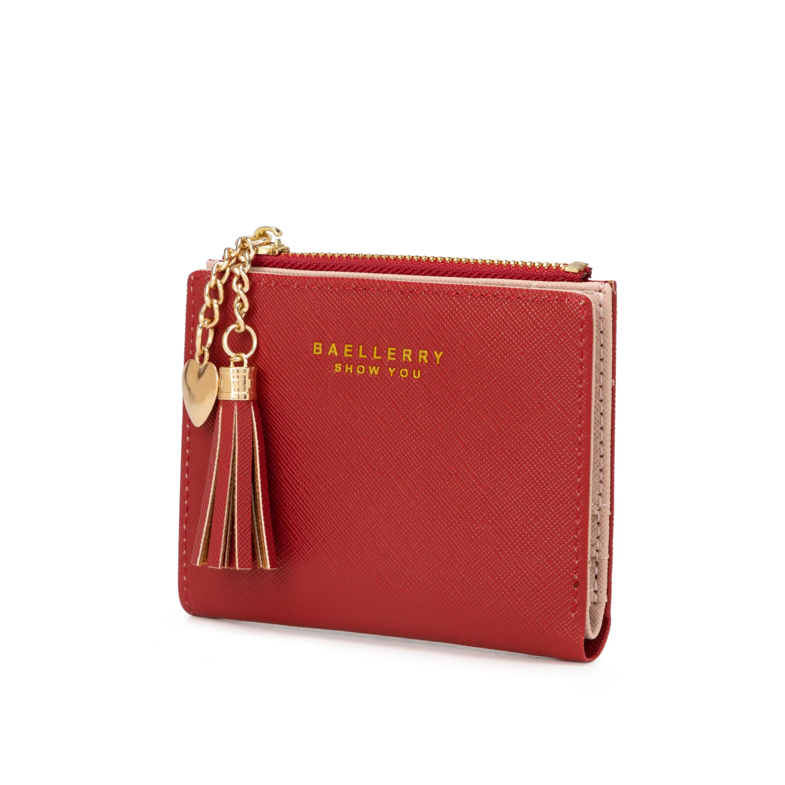 CHAOFANXI Portafoglio Donna in Pelle PU con Cerniera e Chiusura a Scatto, Rosso - immagine 1
