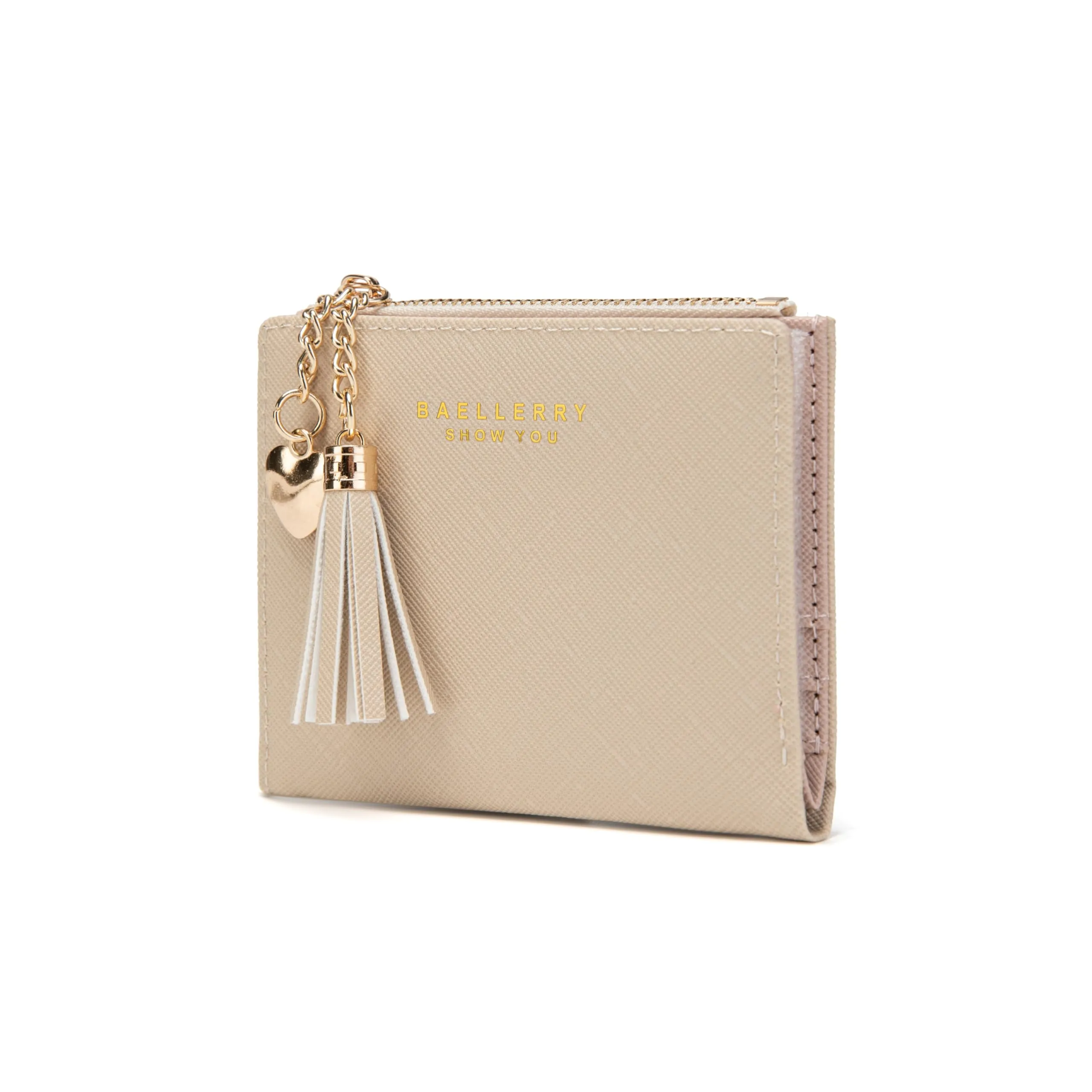 CHAOFANXI Portafoglio Donna in Pelle PU con Cerniera e Chiusura a Scatto, Beige - immagine 1