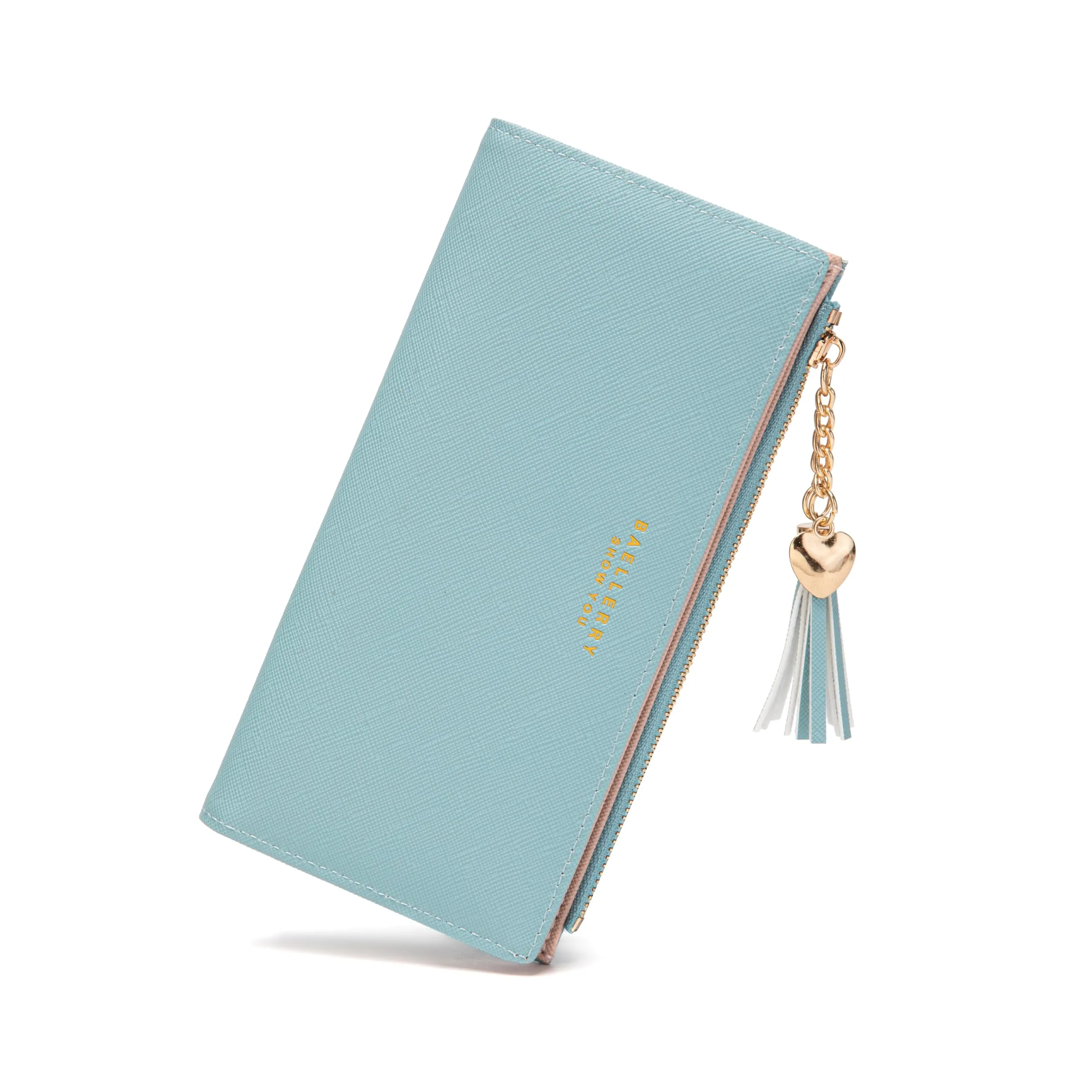 CHAOFANXI Portafoglio Donna in Pelle PU con Cerniera e Chiusura a Scatto, Blu - immagine 1