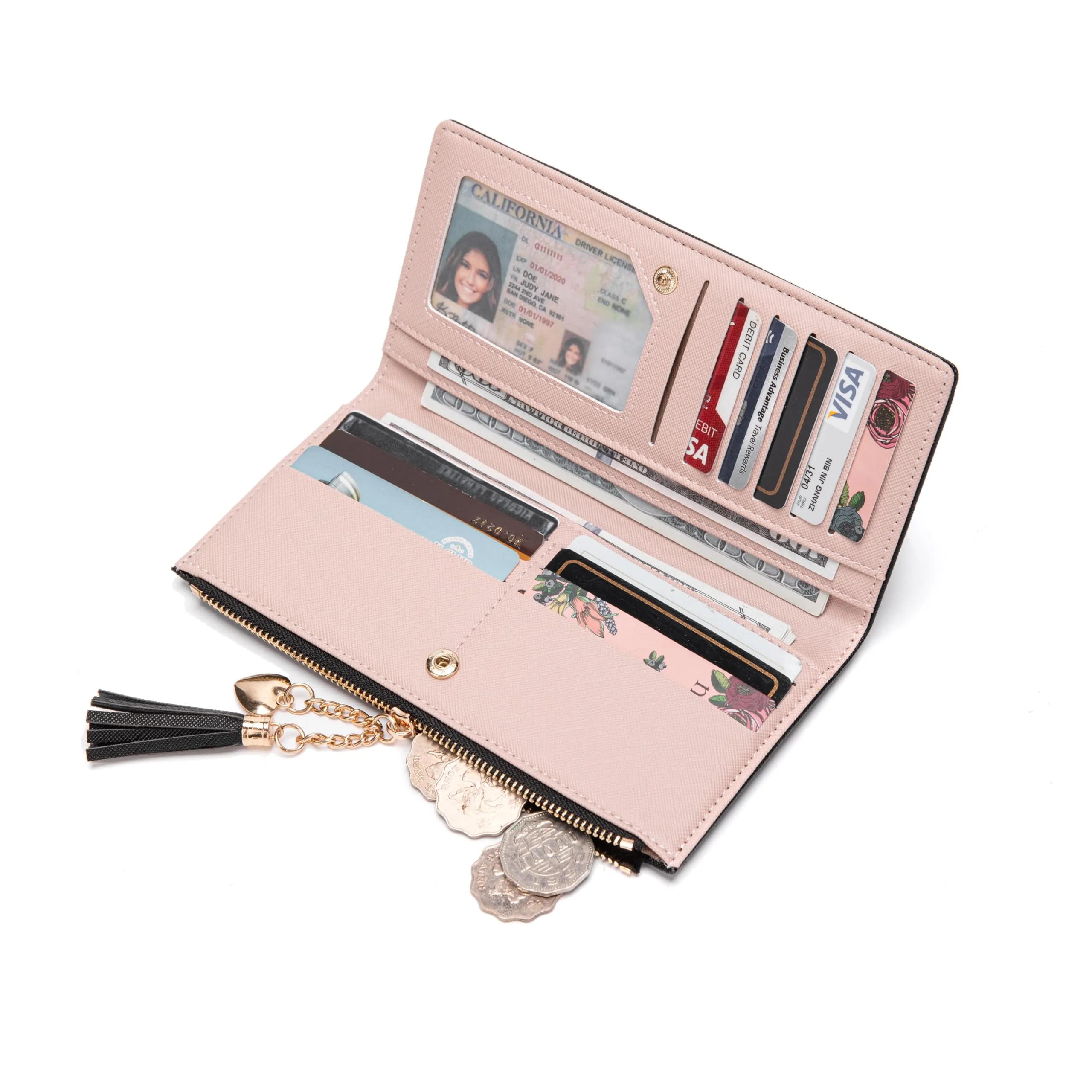 CHAOFANXI Portafoglio Donna in Pelle PU con Cerniera e Chiusura a Scatto, Blu - immagine 4