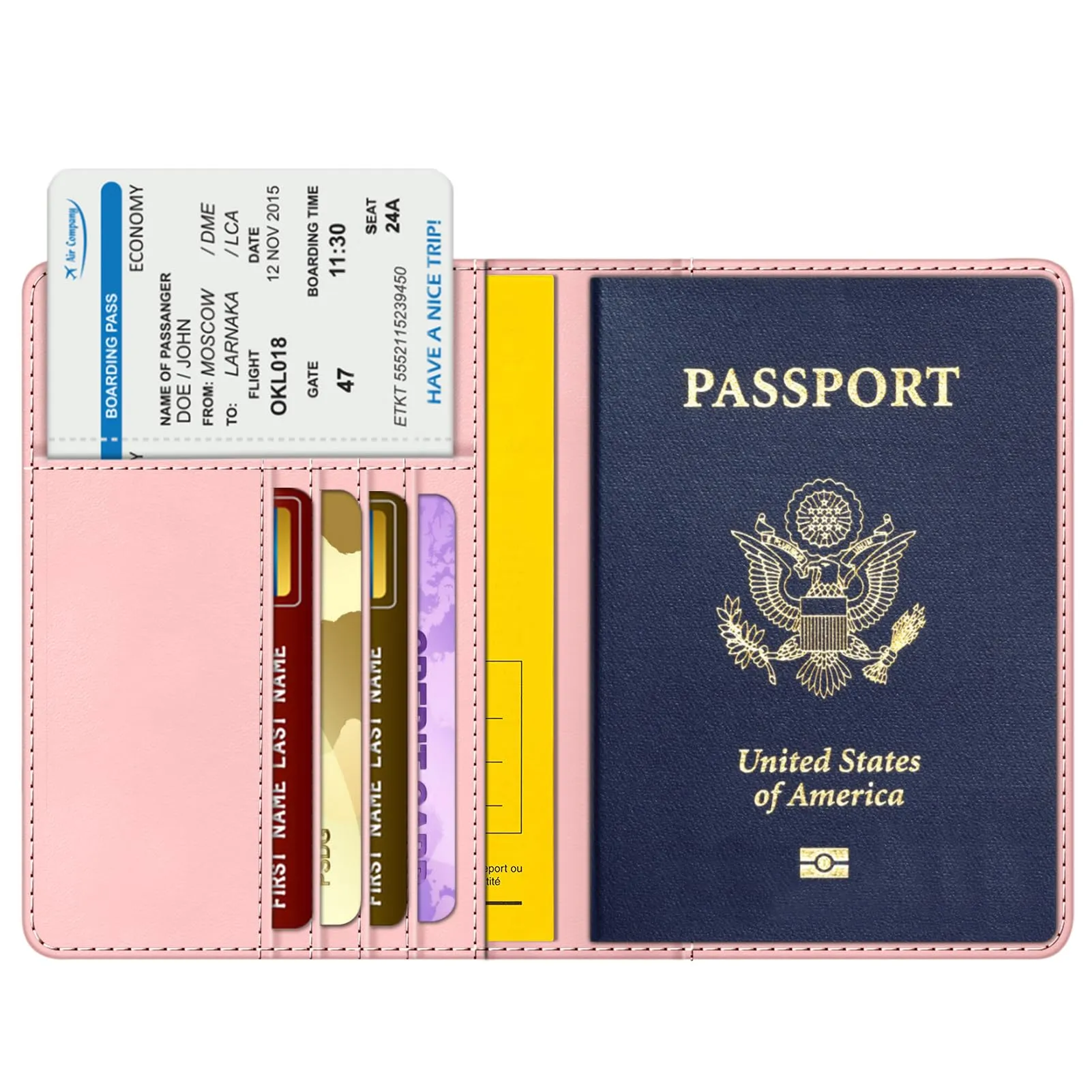 FINTIE Porta Passaporto da Viaggio con Protezione RFID - Rosa - immagine 2