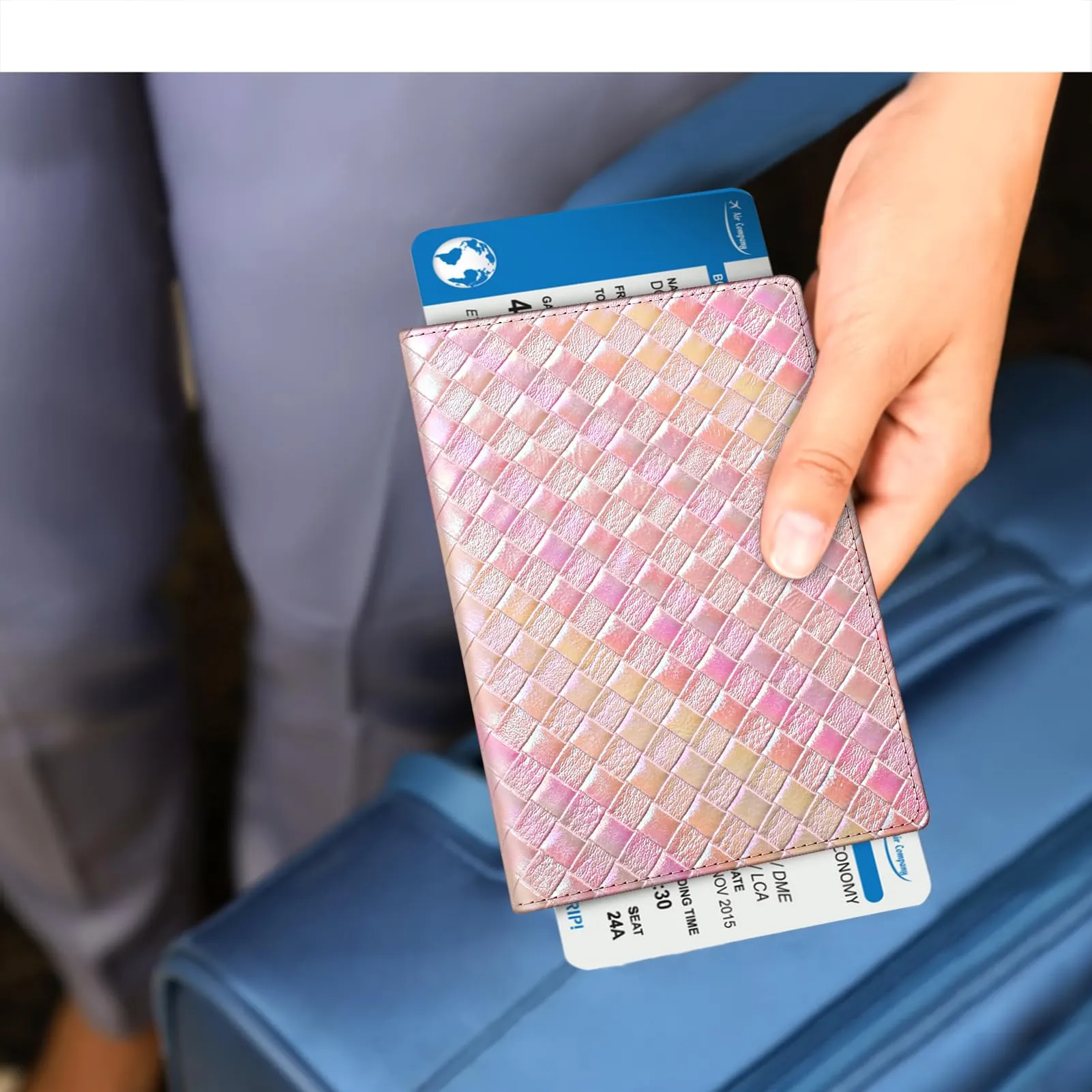 FINTIE Porta Passaporto da Viaggio con Protezione RFID - Rosa - immagine 6