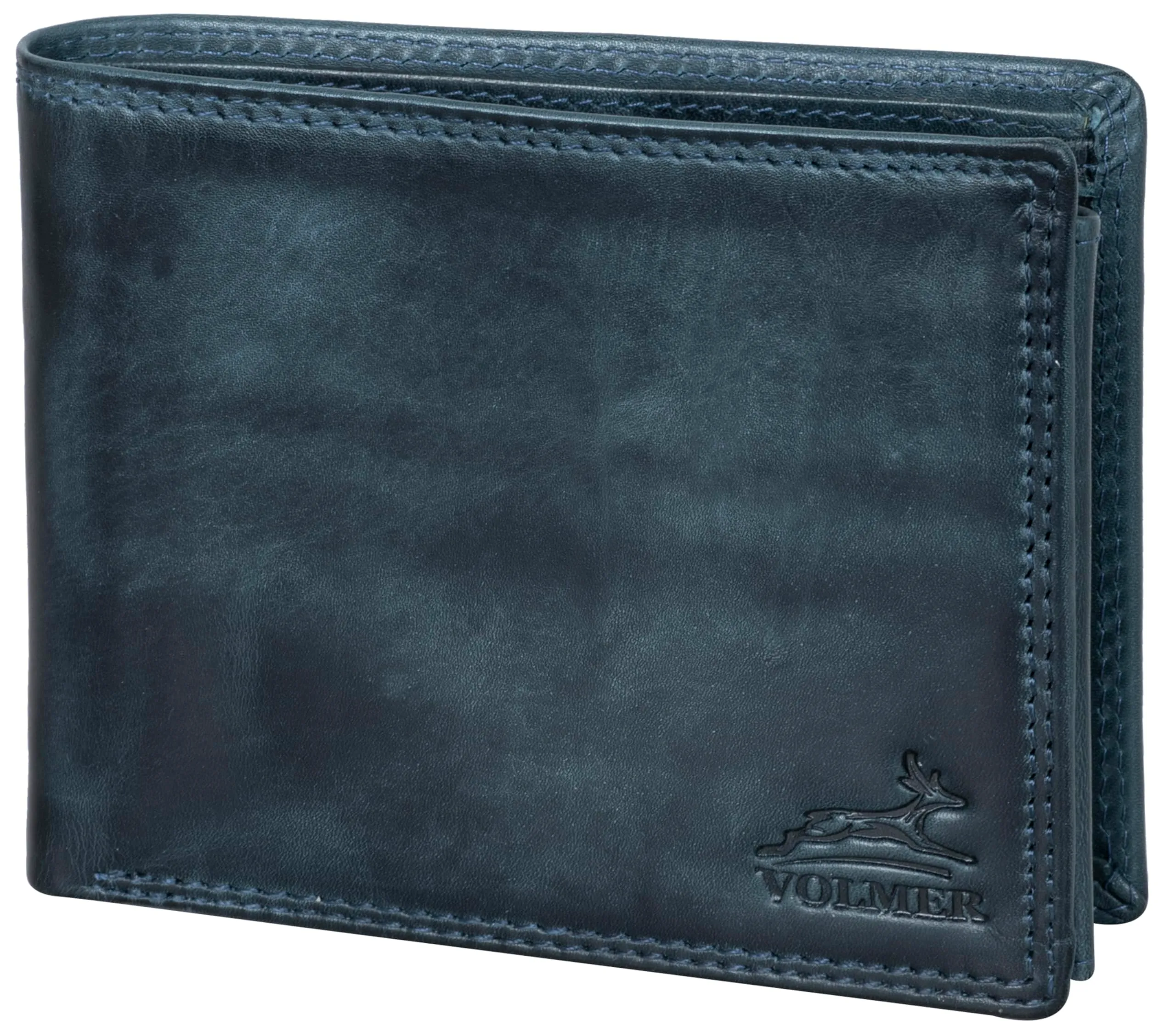 Fa.Volmer Portafoglio in pelle da uomo RFID VO11, Blu Notte, M - immagine 1