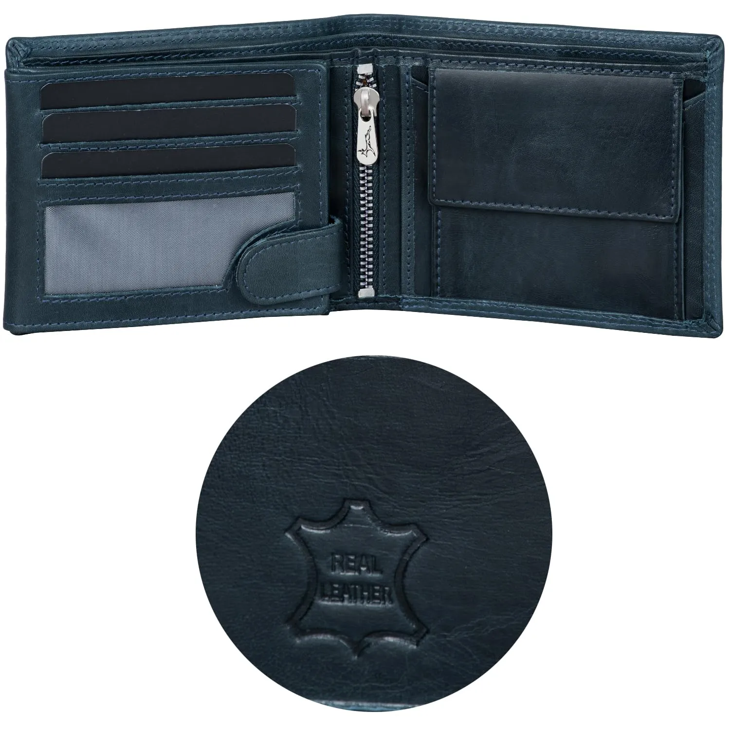 Fa.Volmer Portafoglio in pelle da uomo RFID VO11, Blu Notte, M - immagine 2