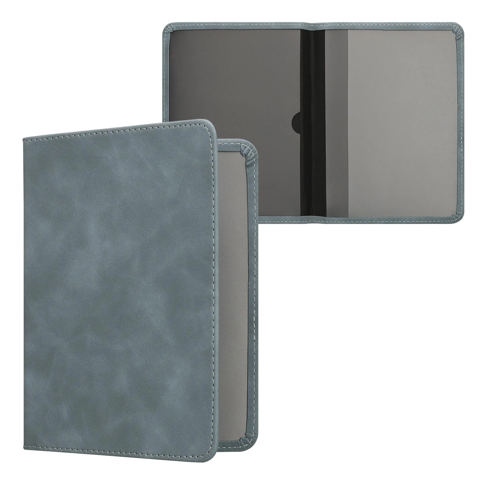 kwmobile Custodia in Pelle Nabuk per Libretto di Circolazione e Patente, Grigio - immagine 1