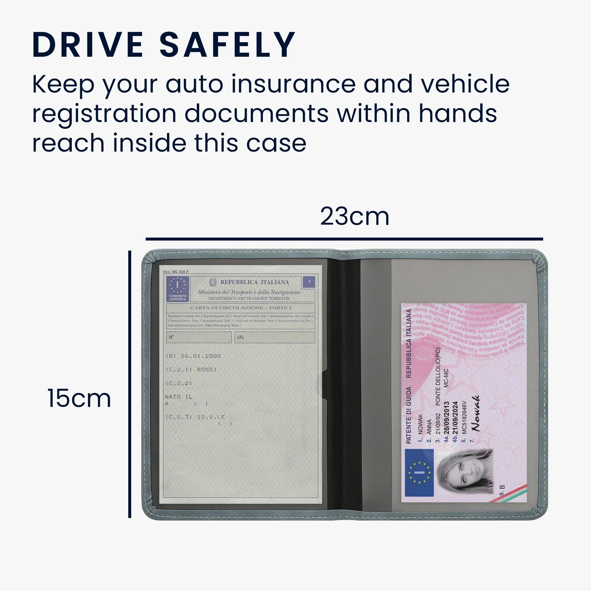 kwmobile Custodia in Pelle Nabuk per Libretto di Circolazione e Patente, Grigio - immagine 4