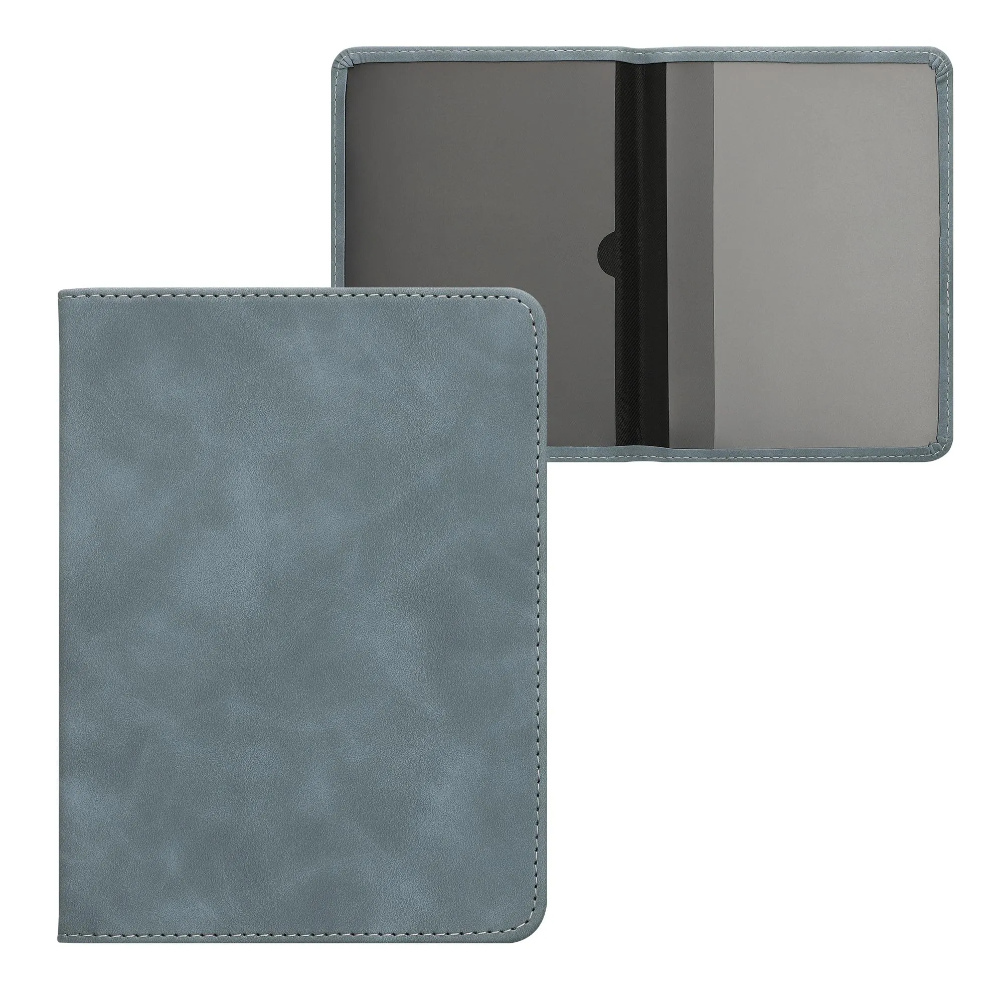 kwmobile Custodia in Pelle Nabuk per Libretto di Circolazione e Patente, Grigio - immagine 7