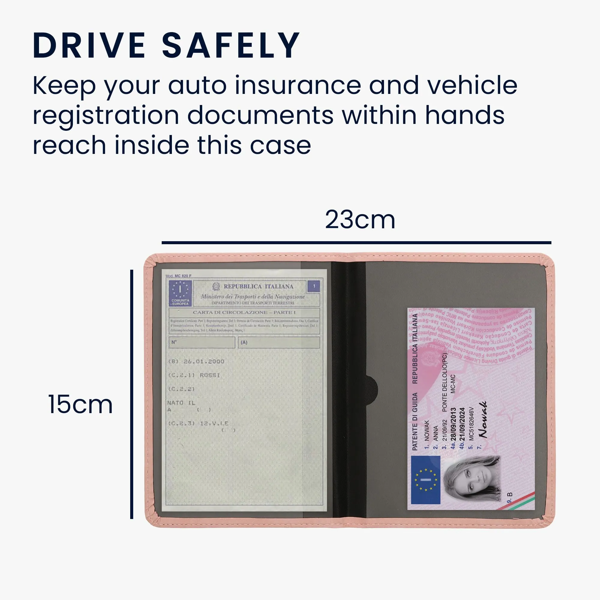 kwmobile Custodia in Pelle Nabuk per Libretto di Circolazione e Patente, Coconut Swirl - immagine 4