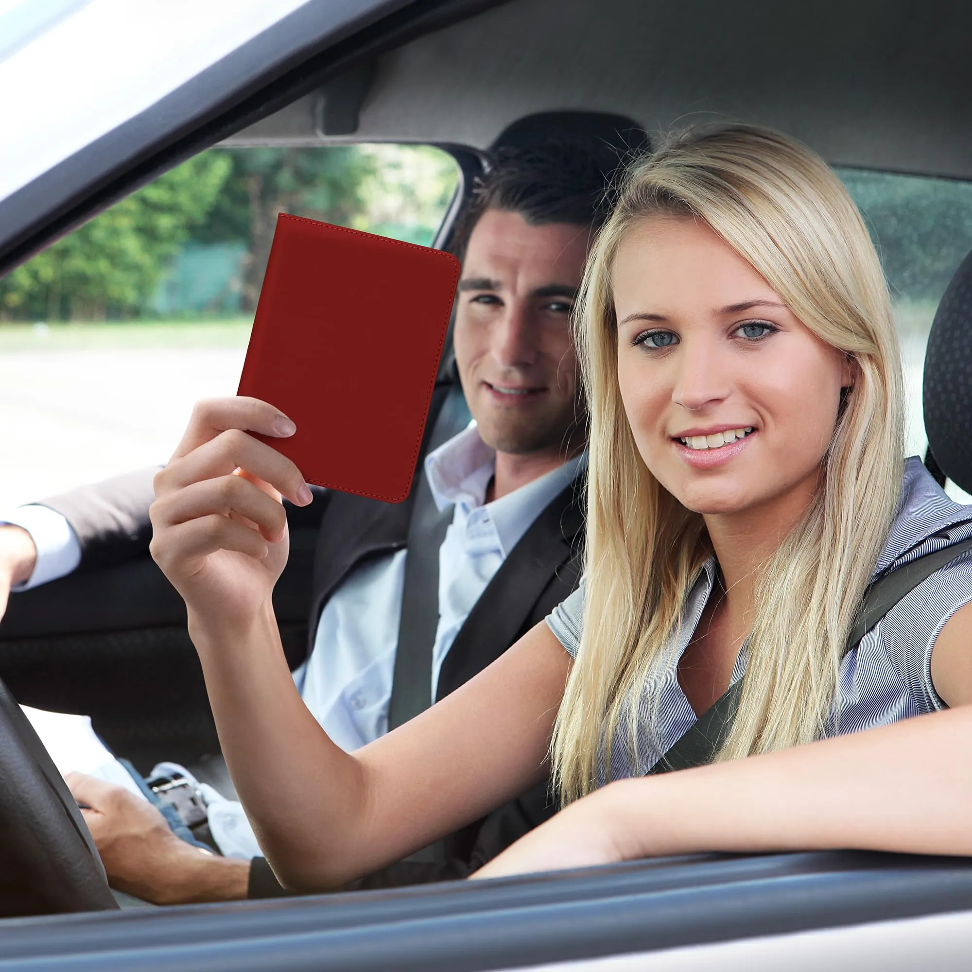 kwmobile Custodia in Pelle Nabuk per Libretto di Circolazione e Patente, Viola Bordeaux - immagine 2