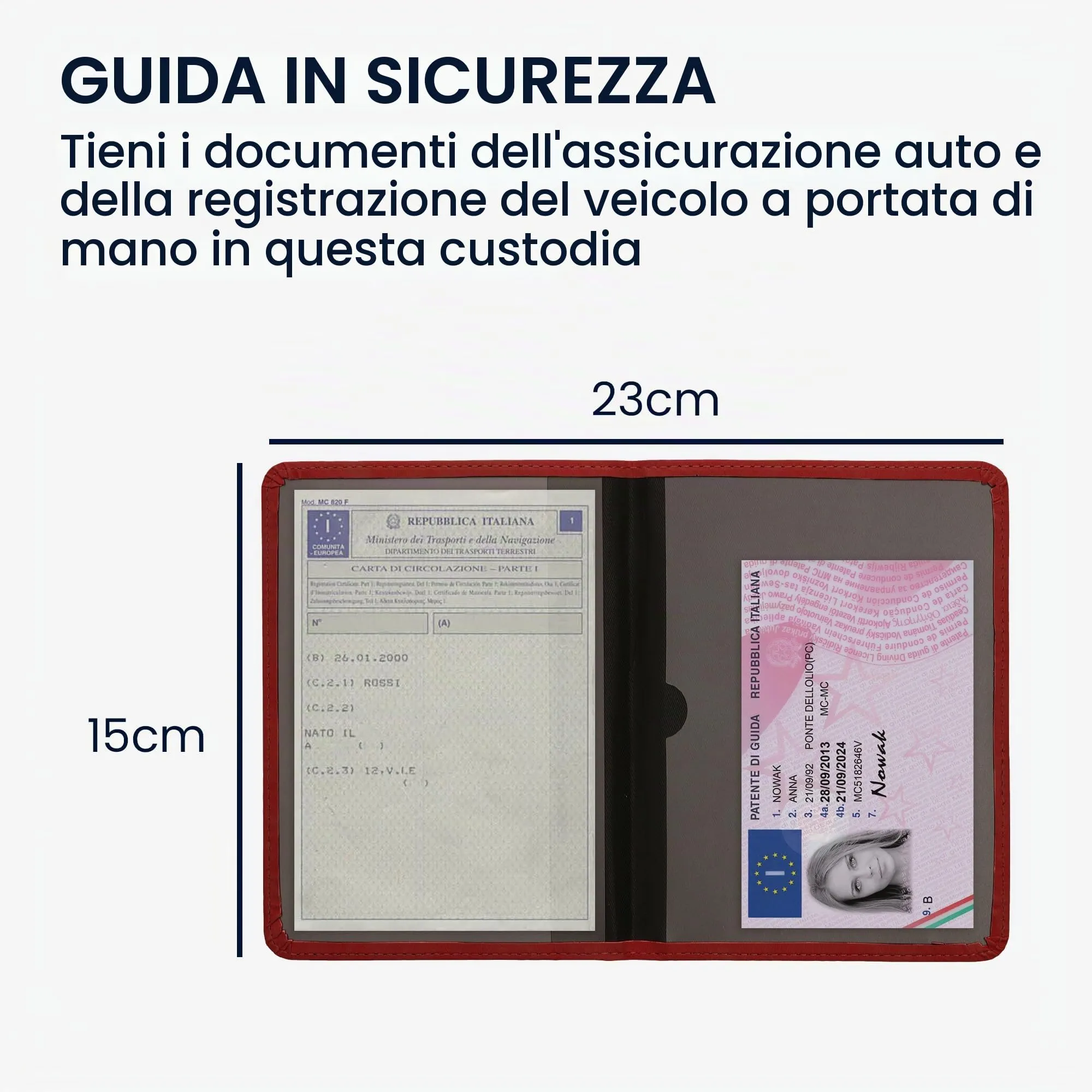 kwmobile Custodia in Pelle Nabuk per Libretto di Circolazione e Patente, Viola Bordeaux - immagine 4