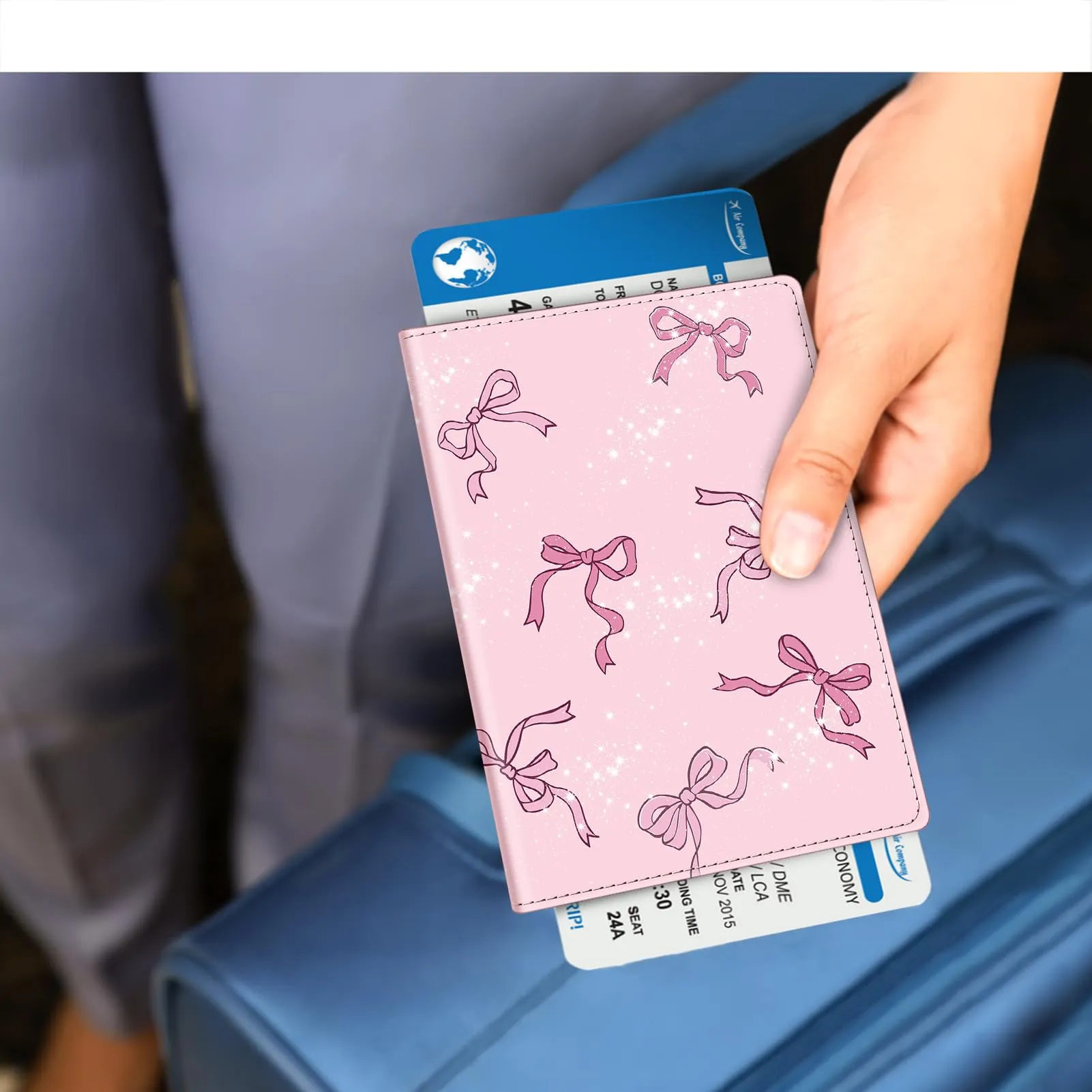 FINTIE Porta Passaporto con Protezione RFID, Z-rosa Fiocco - immagine 8
