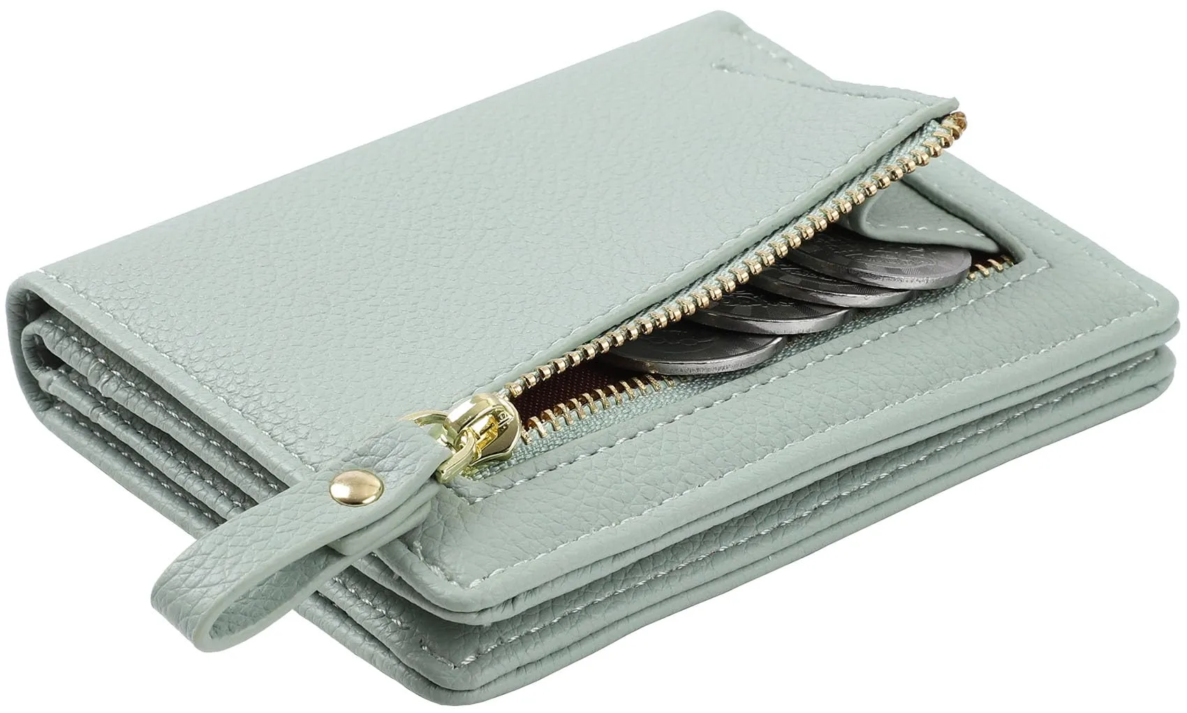 RRANCharltu Portafoglio Donna Piccolo in Pelle Slim, Verde - immagine 6