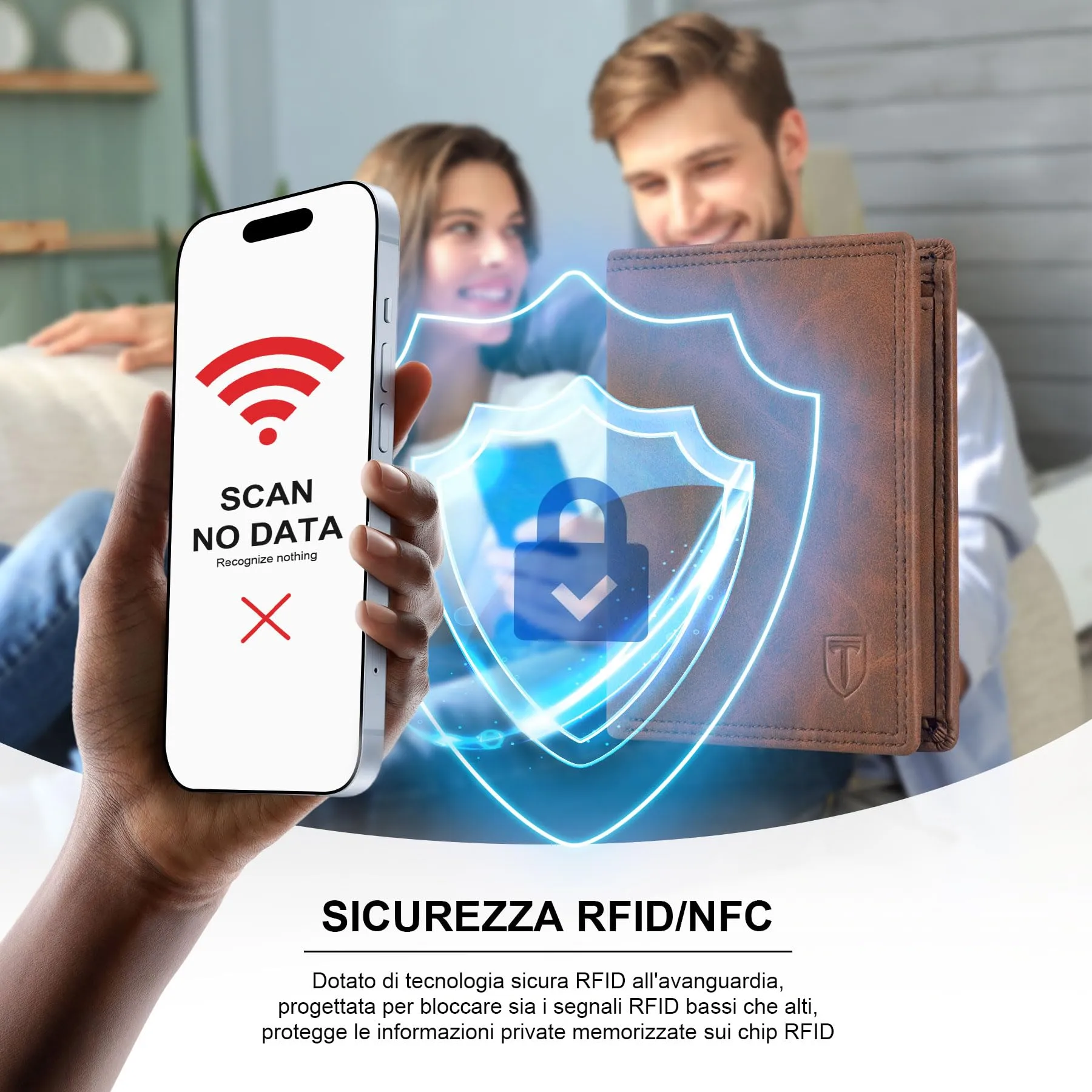 TEEHON Portafogli Uomo in Pelle RFID Slim, 12 Porta Carte, ID e Foto Window, Tasca Portamonete - Marrone - immagine 6