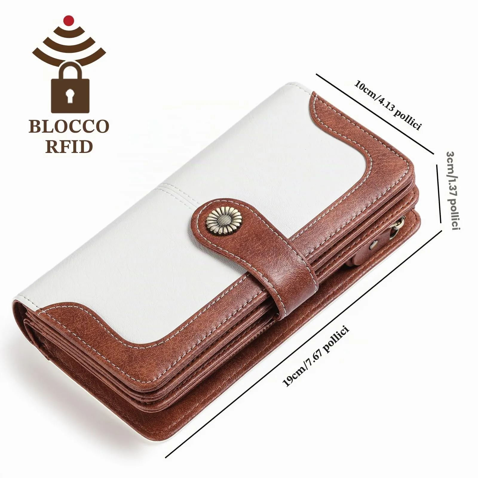 SENDEFN Portafoglio Donna in Pelle con Blocco RFID e Cerniera, 24 Slot per Carte - immagine 2