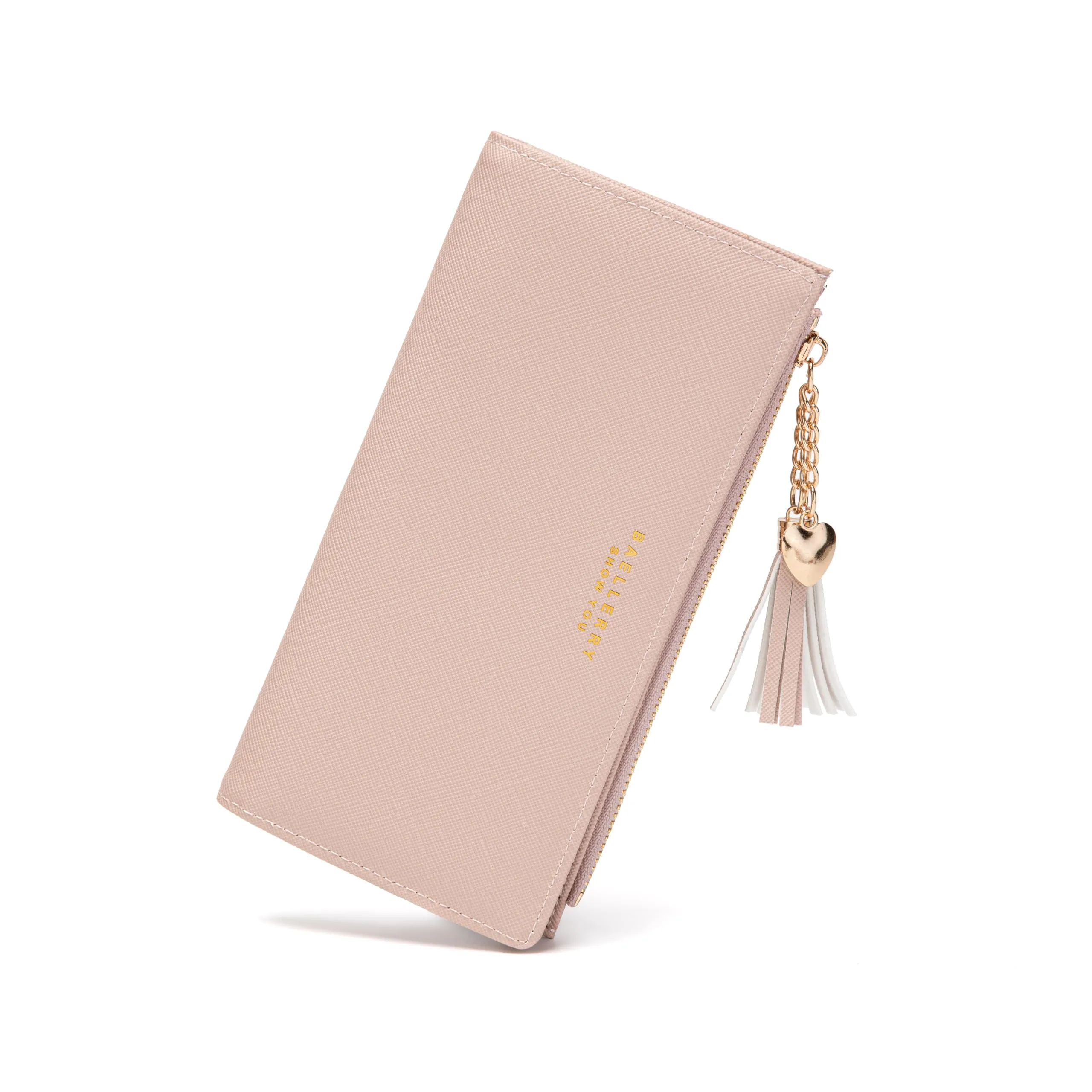 CHAOFANXI Portafoglio Donna in Pelle PU con Cerniera e Chiusura a Scatto, Rosa - immagine 1