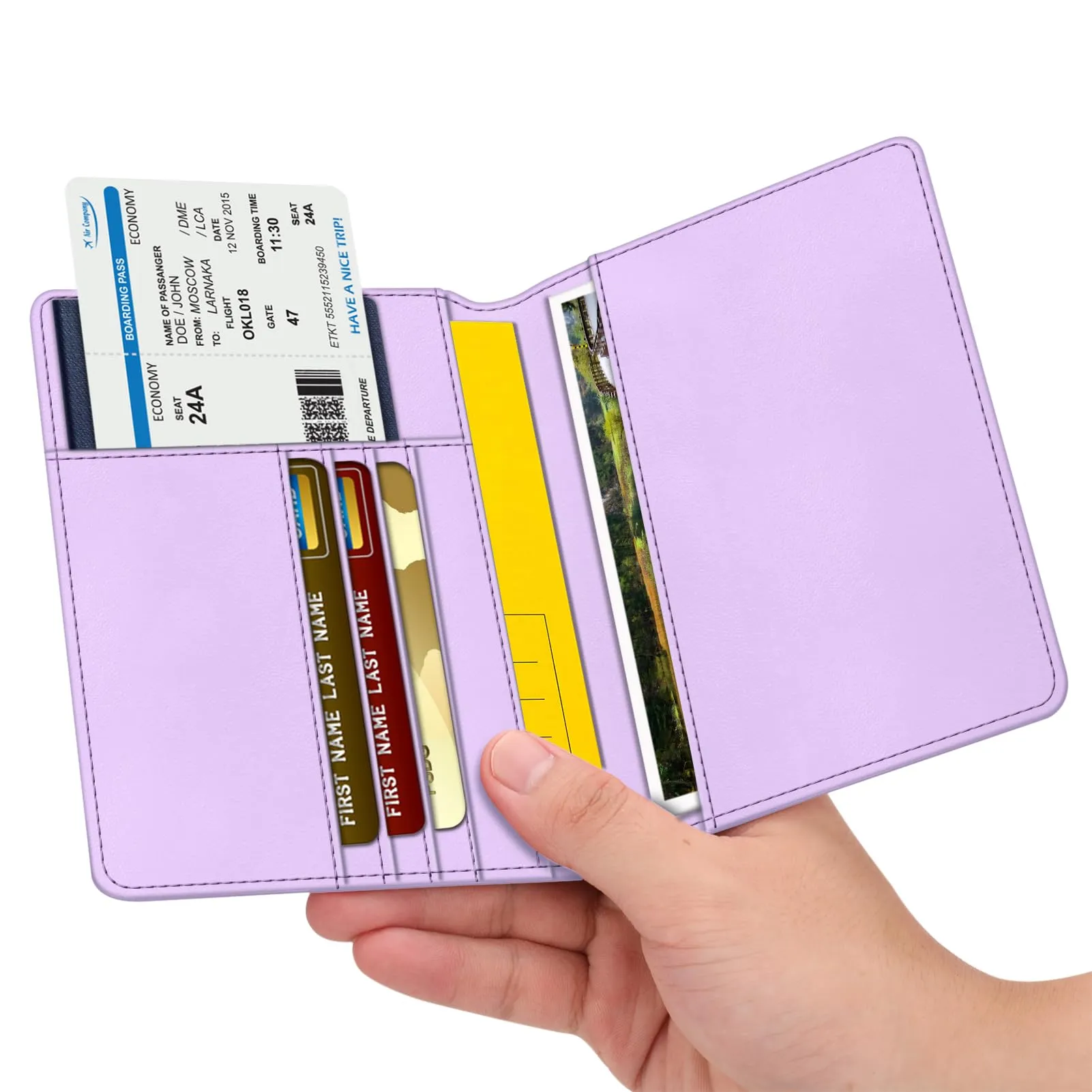 FINTIE Porta Passaporto con Protezione RFID in Pelle Sintetica, Viola Contorta - immagine 3