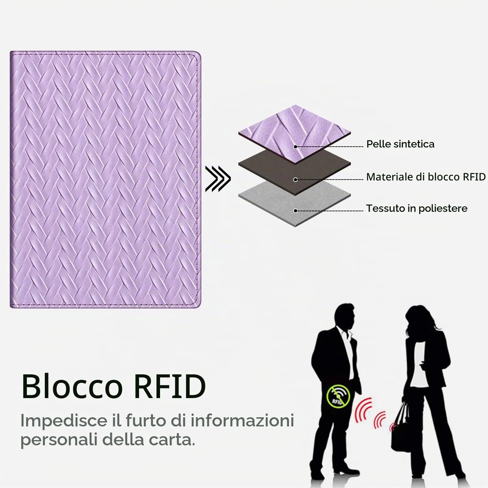 FINTIE Porta Passaporto con Protezione RFID in Pelle Sintetica, Viola Contorta - immagine 5