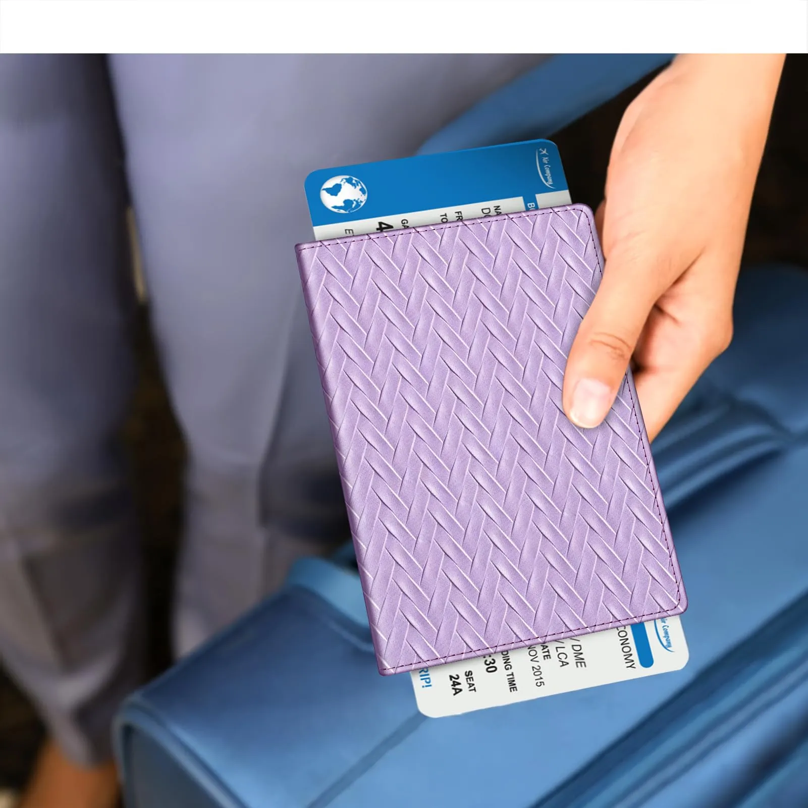FINTIE Porta Passaporto con Protezione RFID in Pelle Sintetica, Viola Contorta - immagine 6