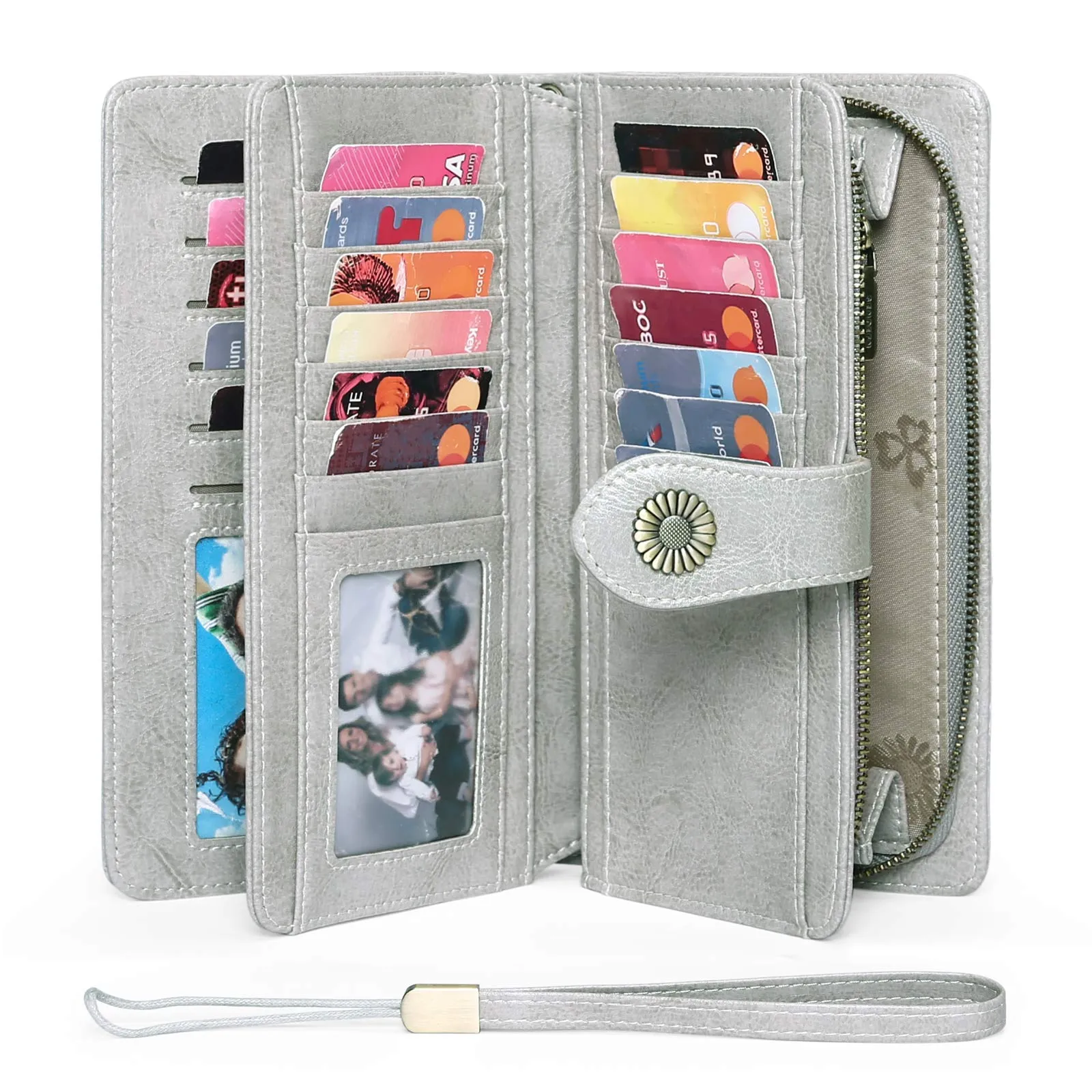 SENDEFN Portafoglio Donna in Vera Pelle con Blocco RFID, Cerniera e 24 Slot per Carte - immagine 5