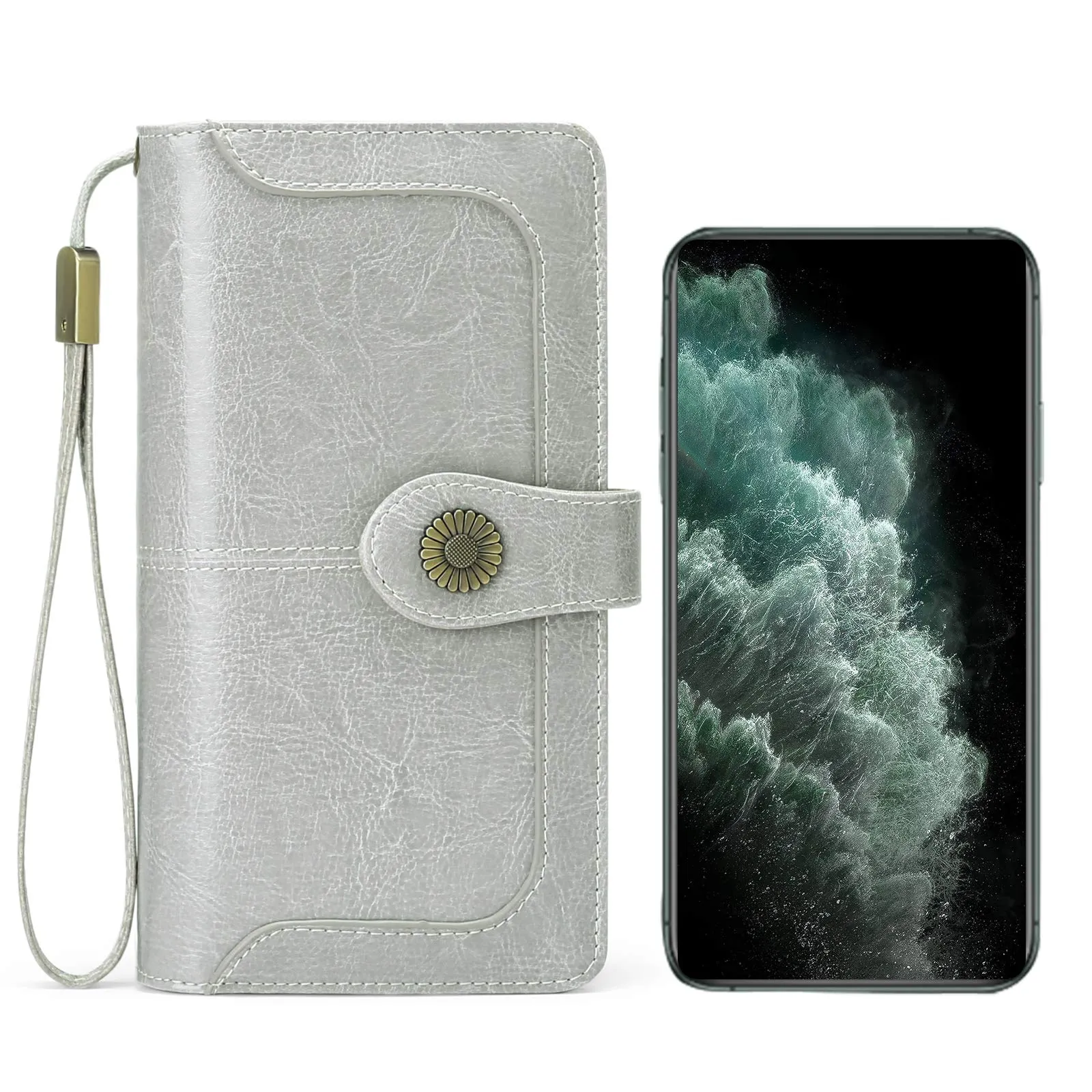 SENDEFN Portafoglio Donna in Vera Pelle con Blocco RFID, Cerniera e 24 Slot per Carte - immagine 7