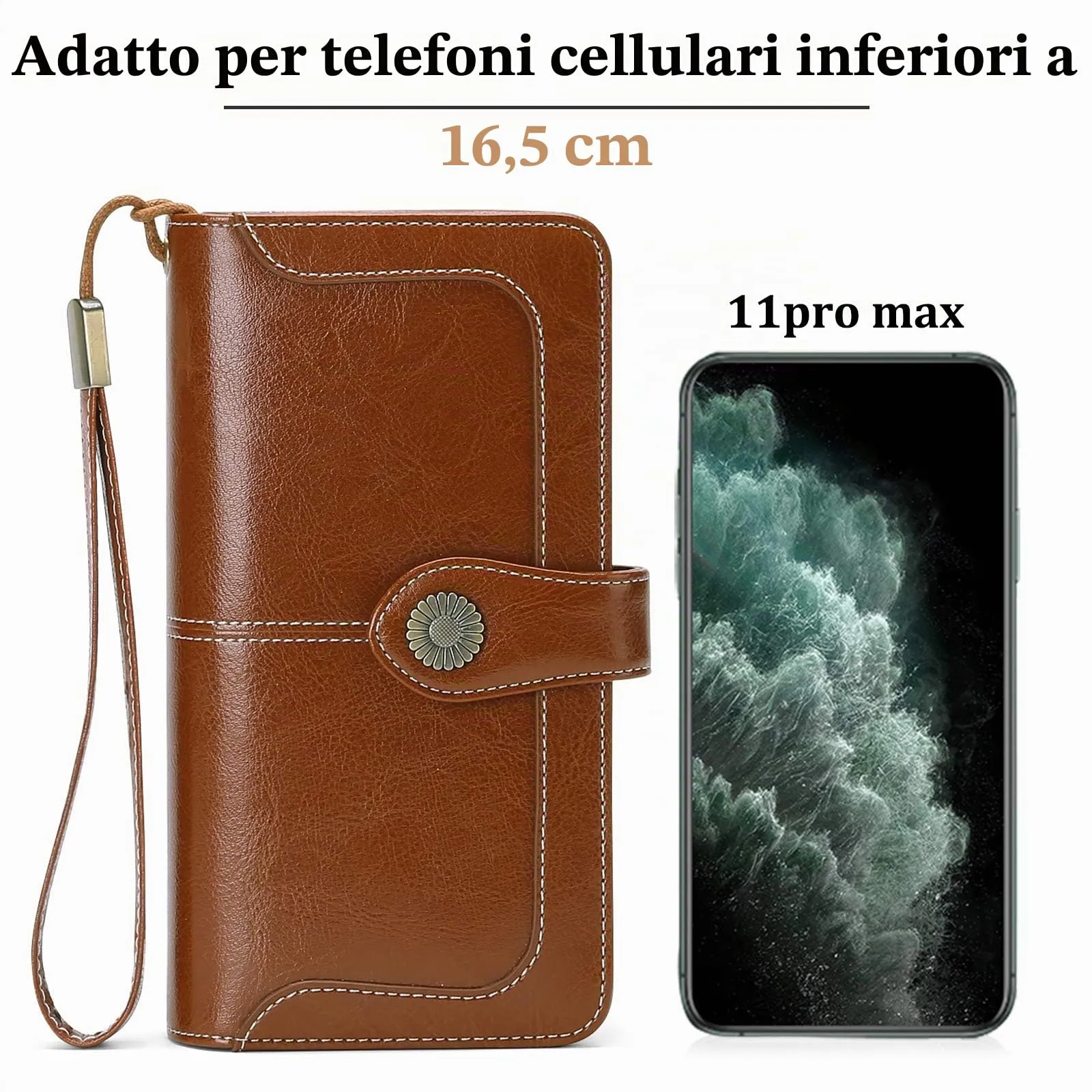 SENDEFN Portafoglio Donna in Pelle con Blocco RFID, Portamonete con Cerniera e 24 Slot per Carte - immagine 4