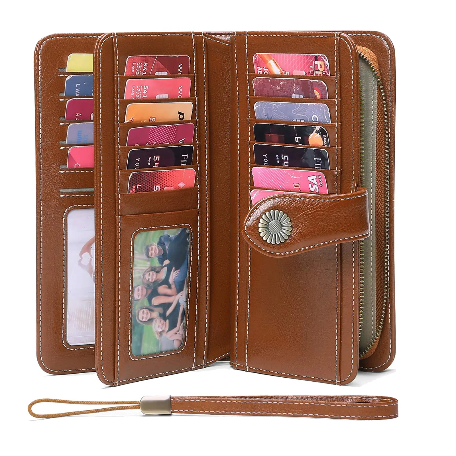 SENDEFN Portafoglio Donna in Pelle con Blocco RFID, Portamonete con Cerniera e 24 Slot per Carte - immagine 5