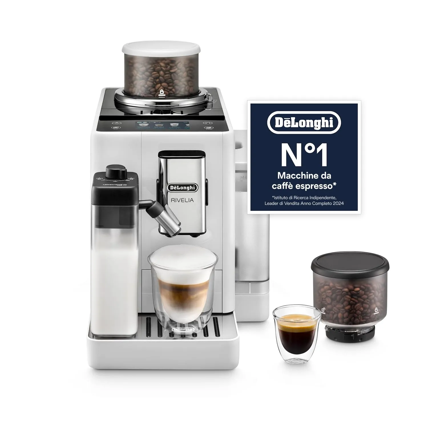 De'Longhi Rivelia Perfetto EXAM440.55.W Macchina da Caffè Automatica, Bianca - immagine 1
