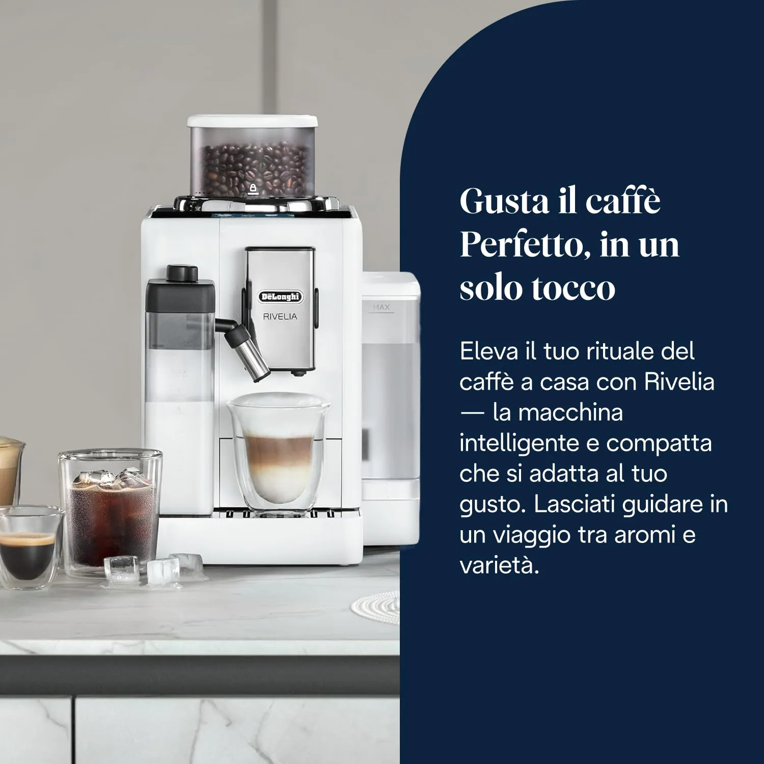 De'Longhi Rivelia Perfetto EXAM440.55.W Macchina da Caffè Automatica, Bianca - immagine 2