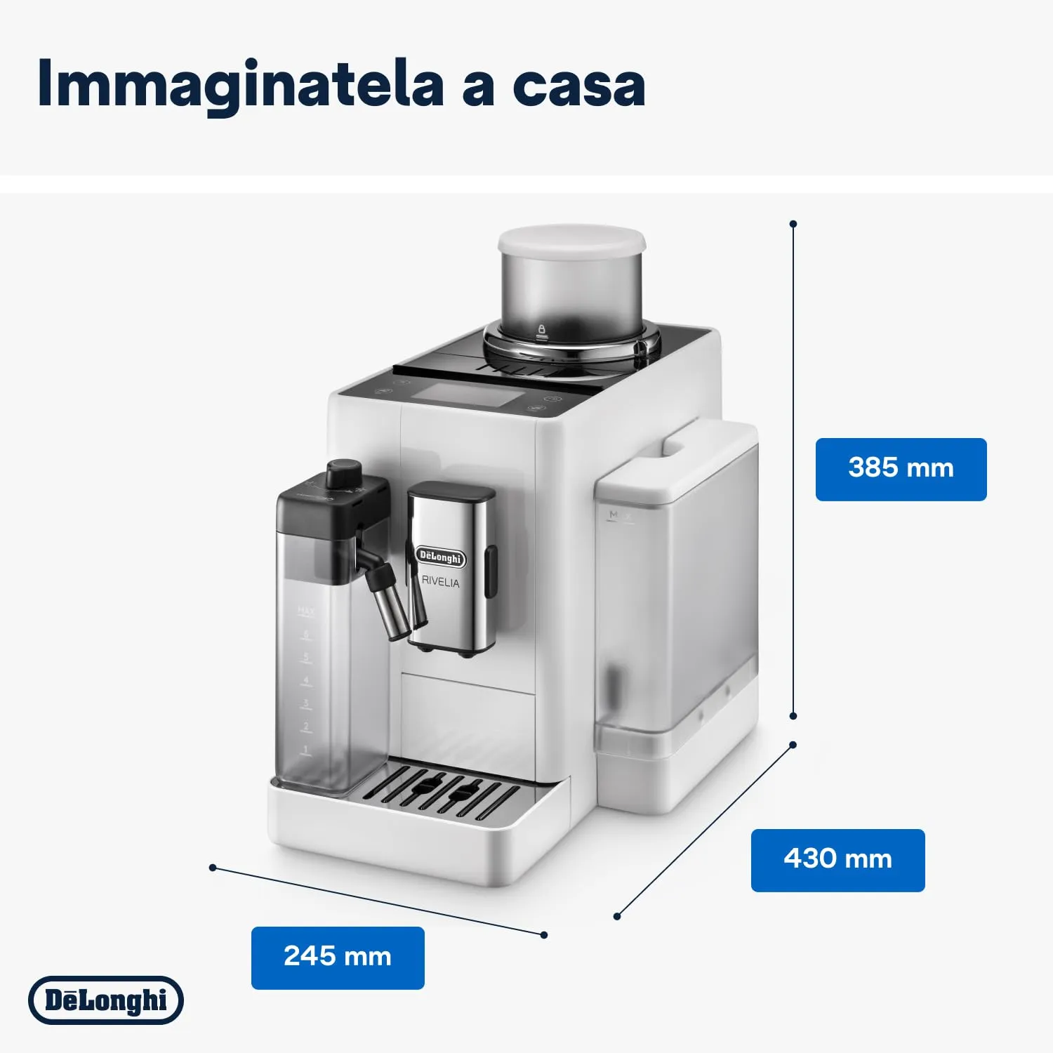 De'Longhi Rivelia Perfetto EXAM440.55.W Macchina da Caffè Automatica, Bianca - immagine 3