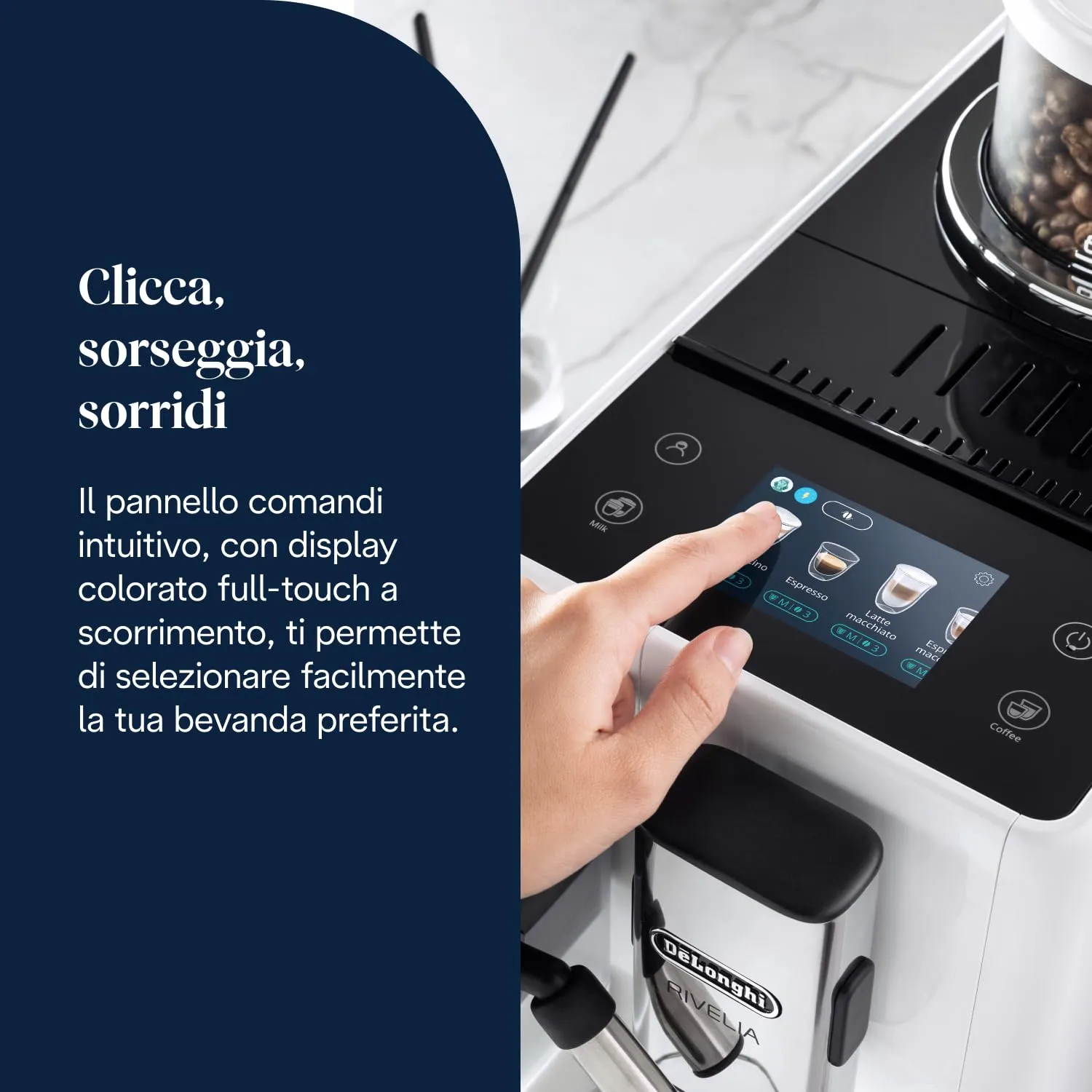 De'Longhi Rivelia Perfetto EXAM440.55.W Macchina da Caffè Automatica, Bianca - immagine 8