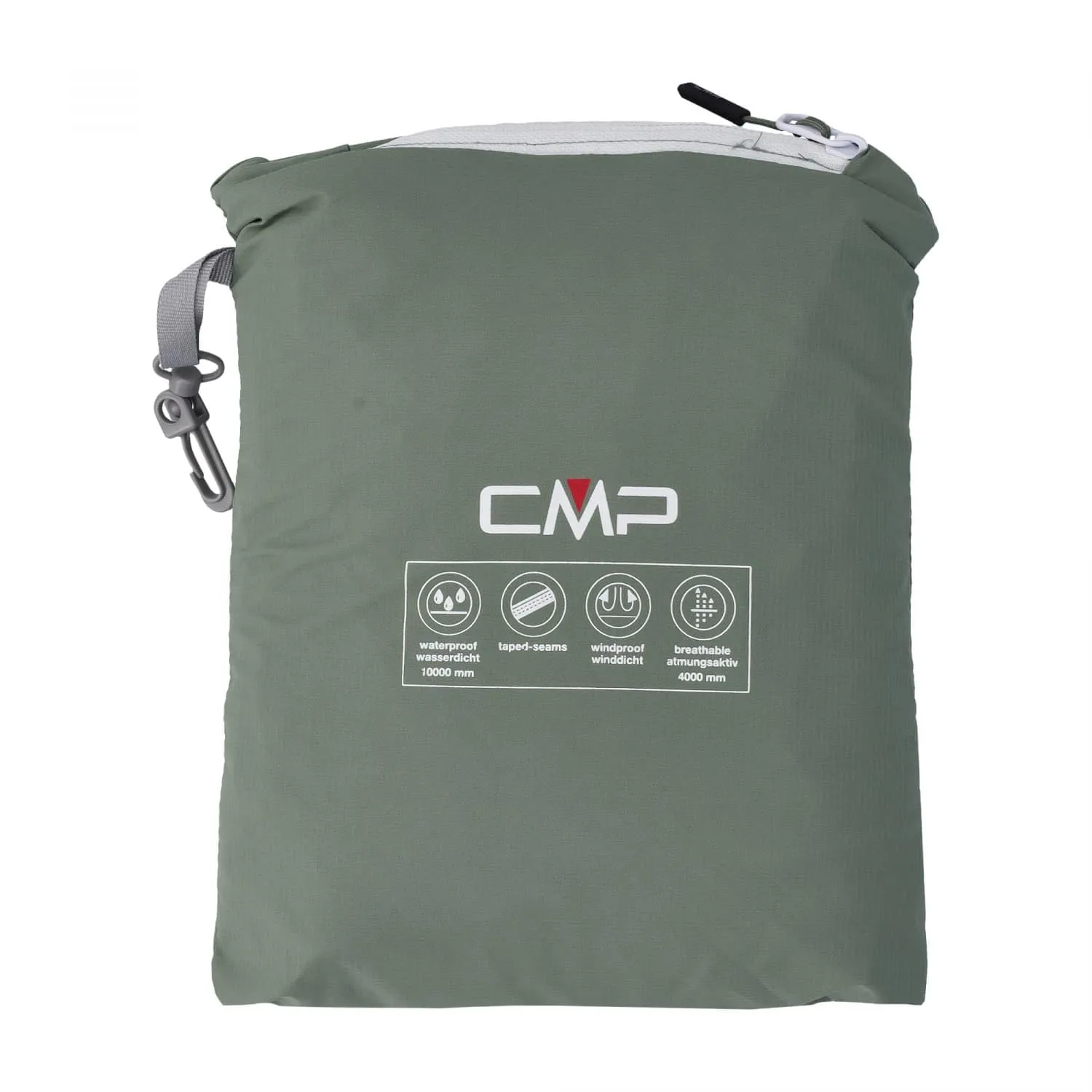 CMP Giacca da pioggia antistrappo da donna con cappuccio fisso, Salvia, 52 - immagine 4