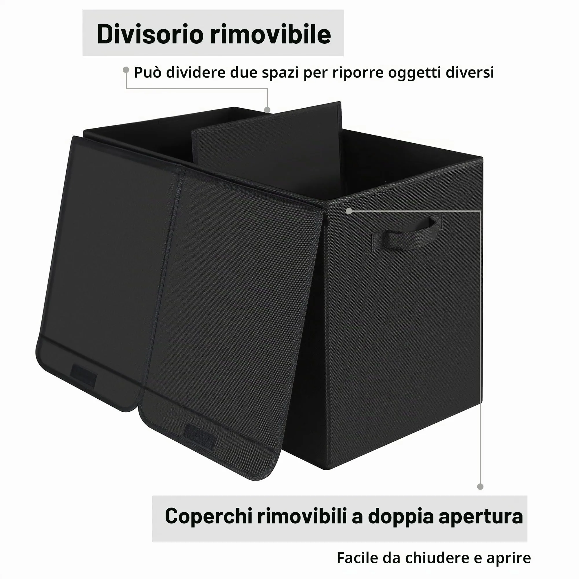 GRANNY SAYS Scatola Porta Giochi XL con Coperchio e Divisorio, Nero - immagine 6