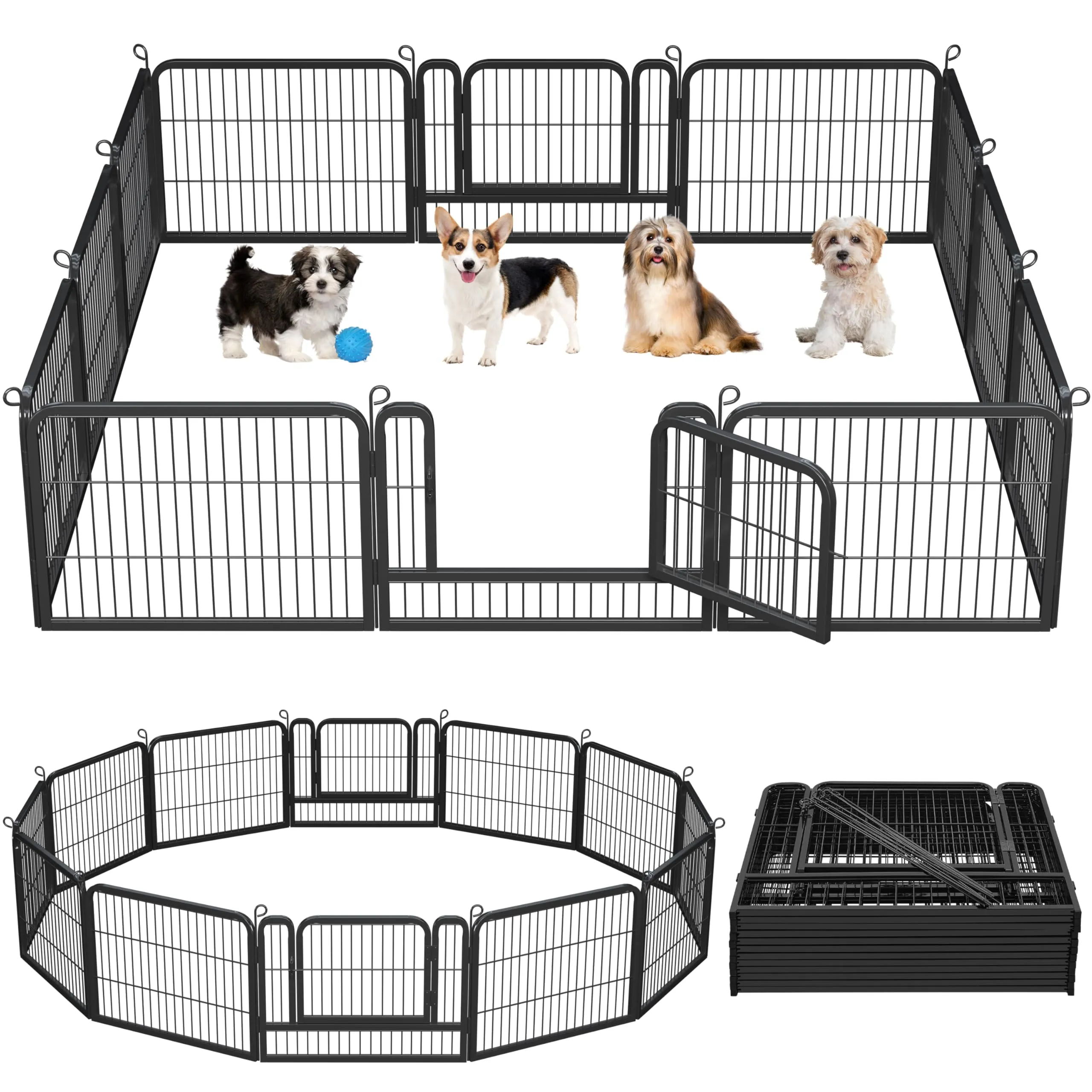 Yaheetech Recinto per Cani da Interno, 12 pz, 80 x 60 cm, Nero - immagine 9