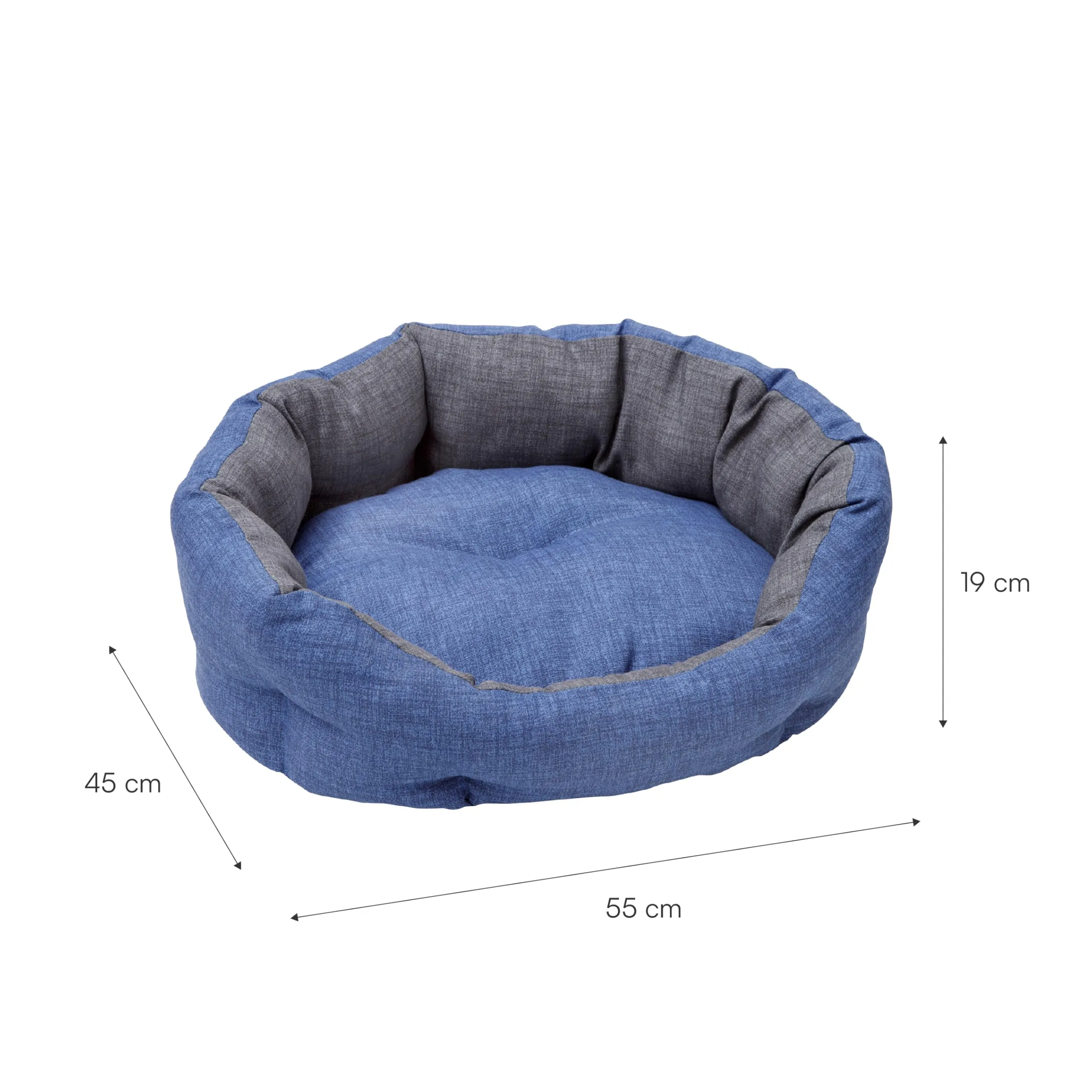 Baroni Home Cuccia per Cane e Gatto in tessuto Grigio e Blu, Taglia M 45x55 cm, Lavabile - immagine 3