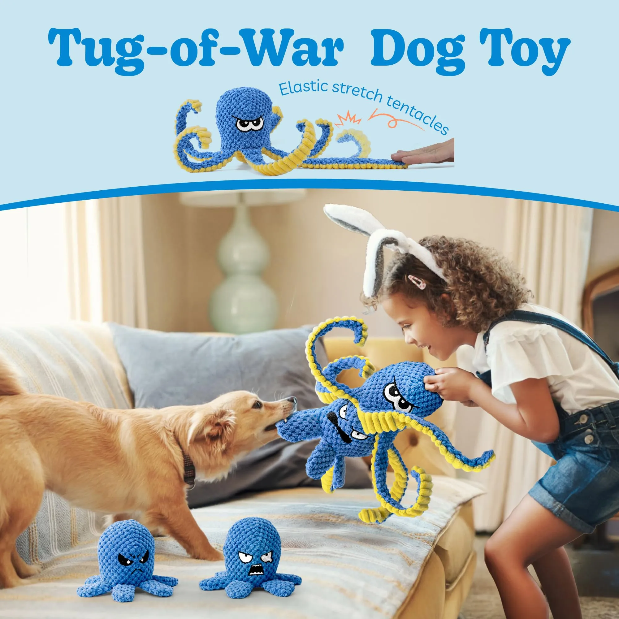 LEGEND SANDY Giocattoli Interattivi per Cani, Set da 4 Pezzi Puzzle Hide and Seek con Polpi in Peluche e Squeaker - immagine 3