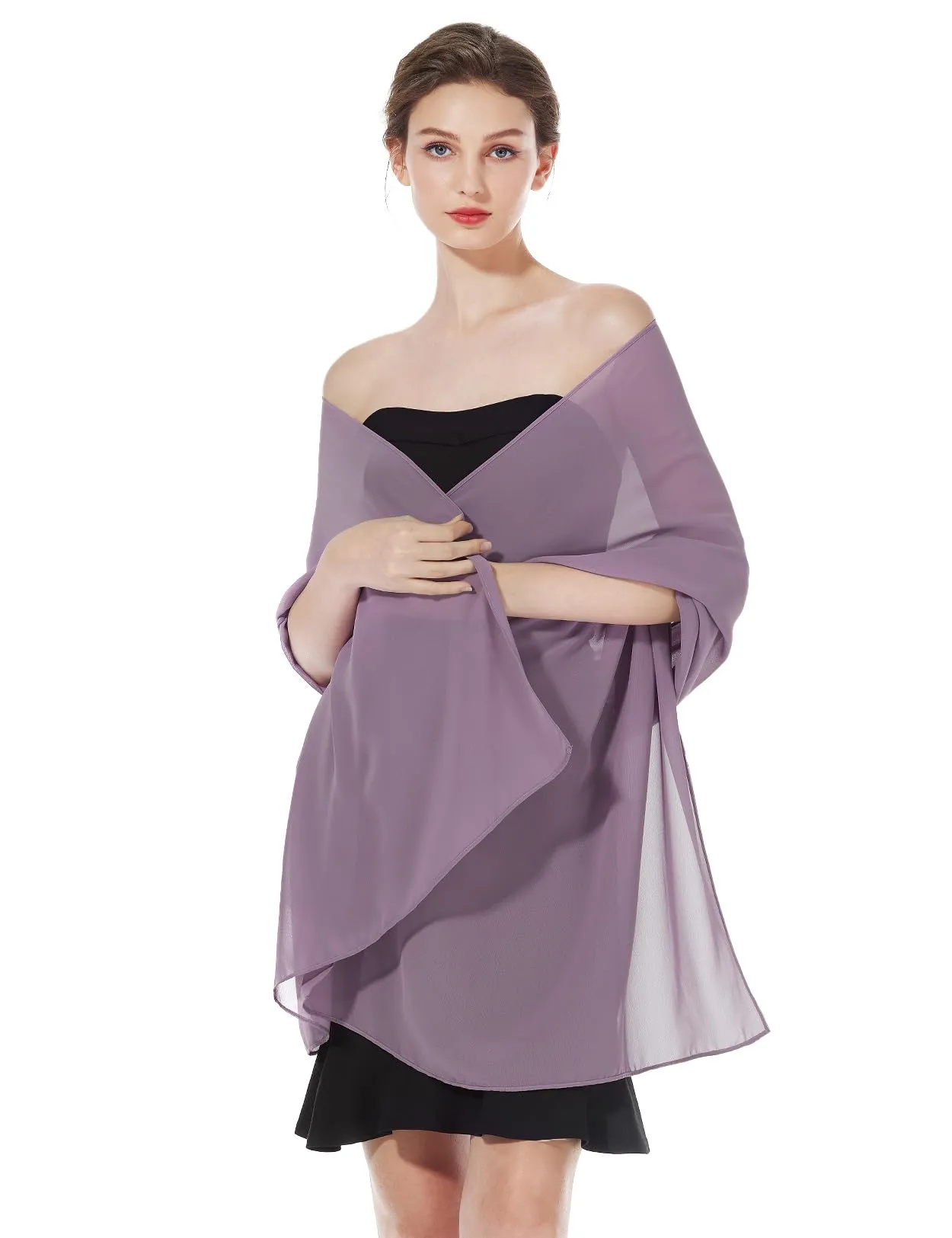 BEAUTELICATE Scialle Stola Donna in Chiffon Mauve Plus Size - immagine 1