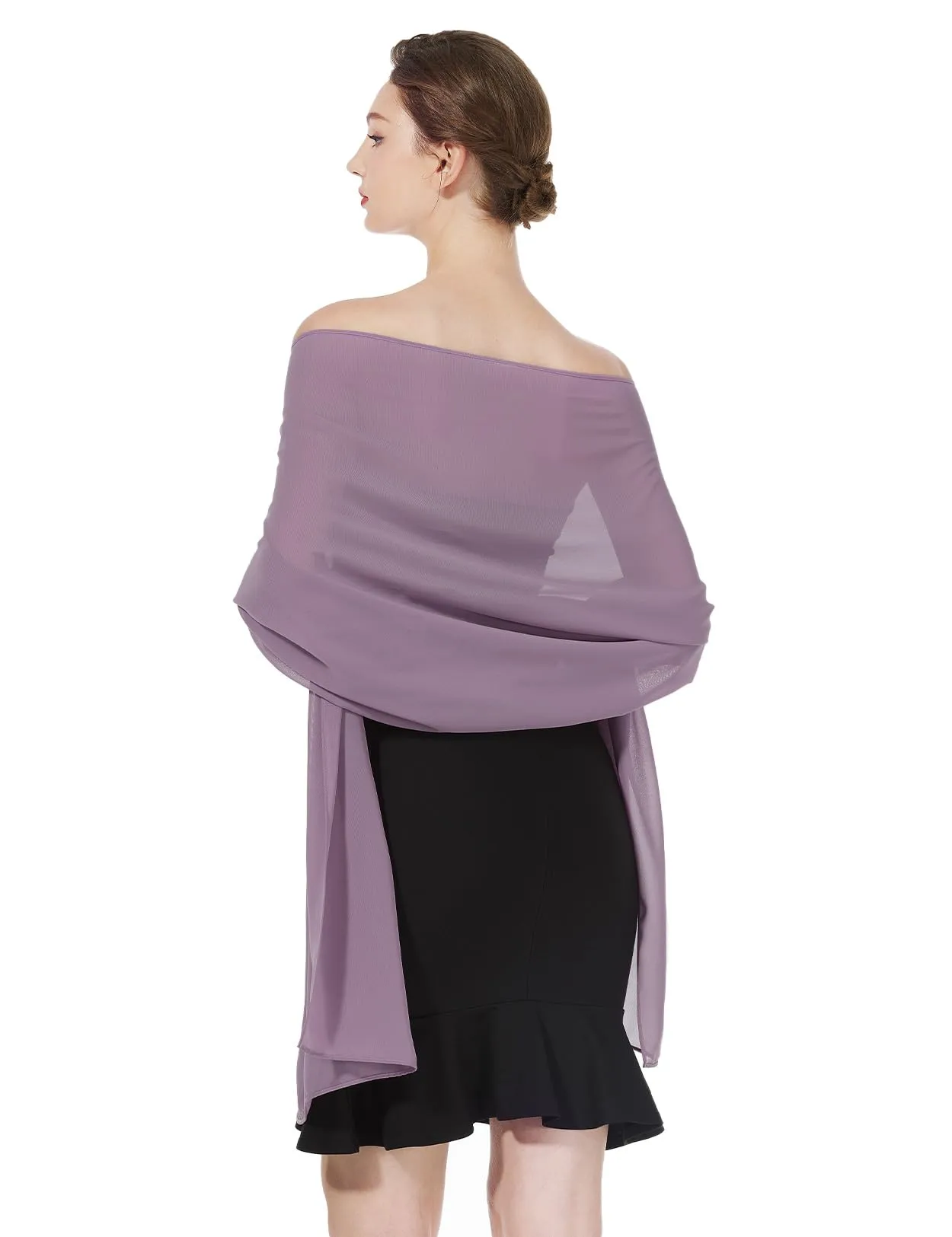 BEAUTELICATE Scialle Stola Donna in Chiffon Mauve Plus Size - immagine 2