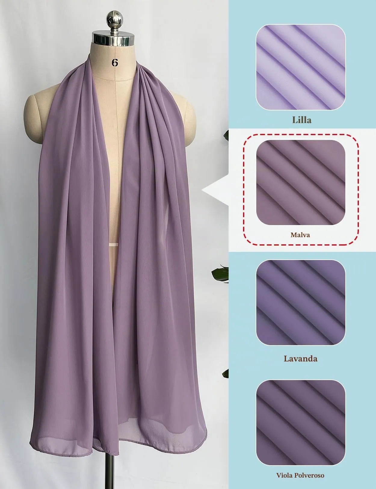 BEAUTELICATE Scialle Stola Donna in Chiffon Mauve Plus Size - immagine 4