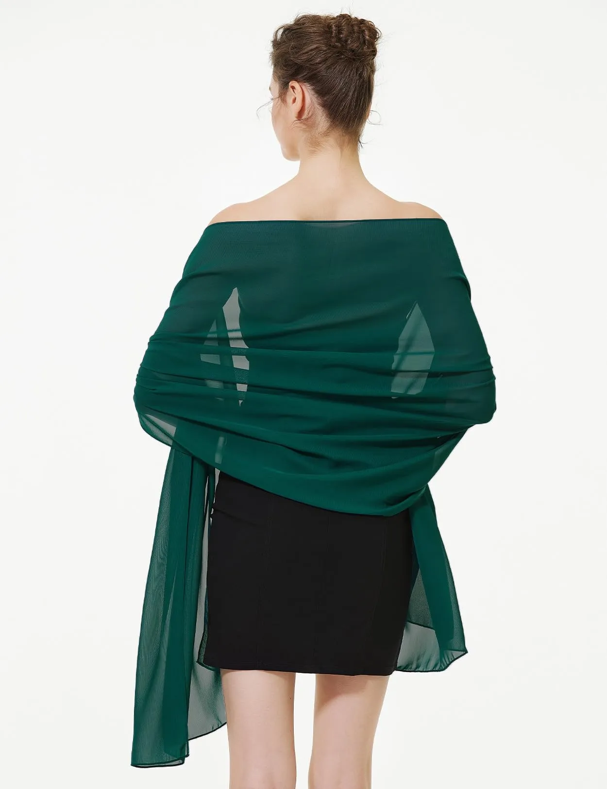 BEAUTELICATE Scialle Stola in Chiffon per Donna, Emerald Green - Plus Size, Taglia unica - immagine 2